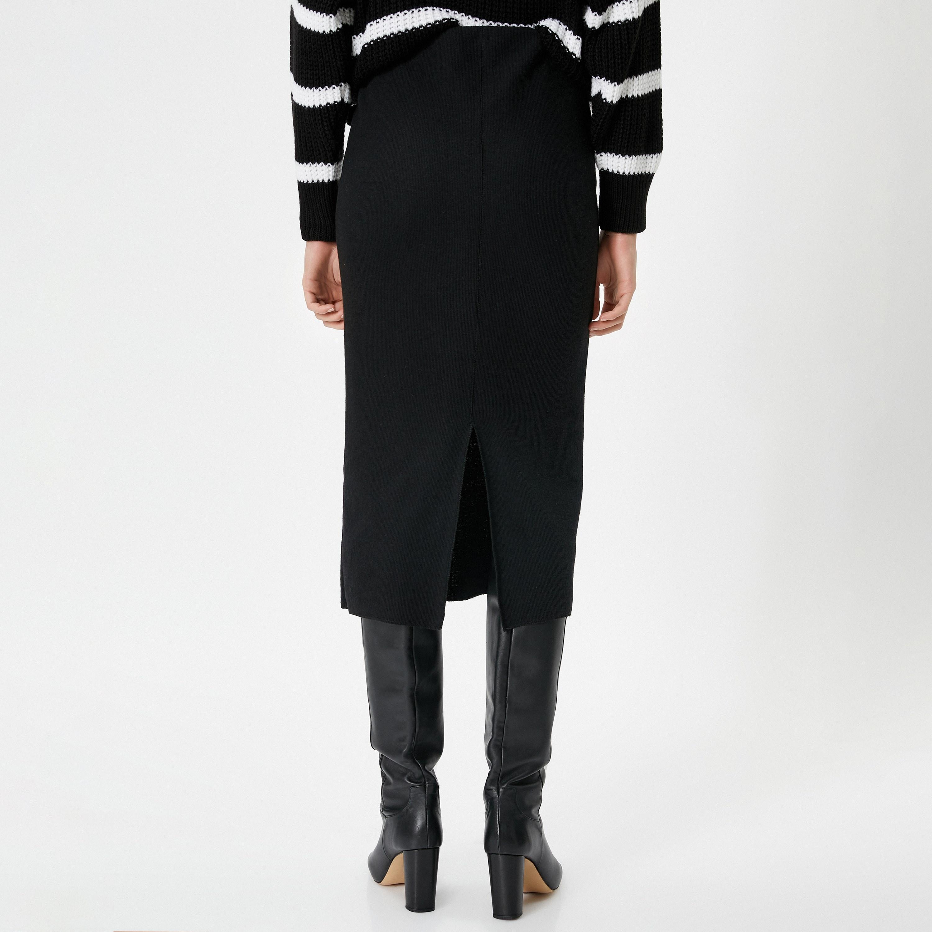 KOTON Black Jersey Pencil Women's Skirt-women-clothing-bottoms-skirts-image-4