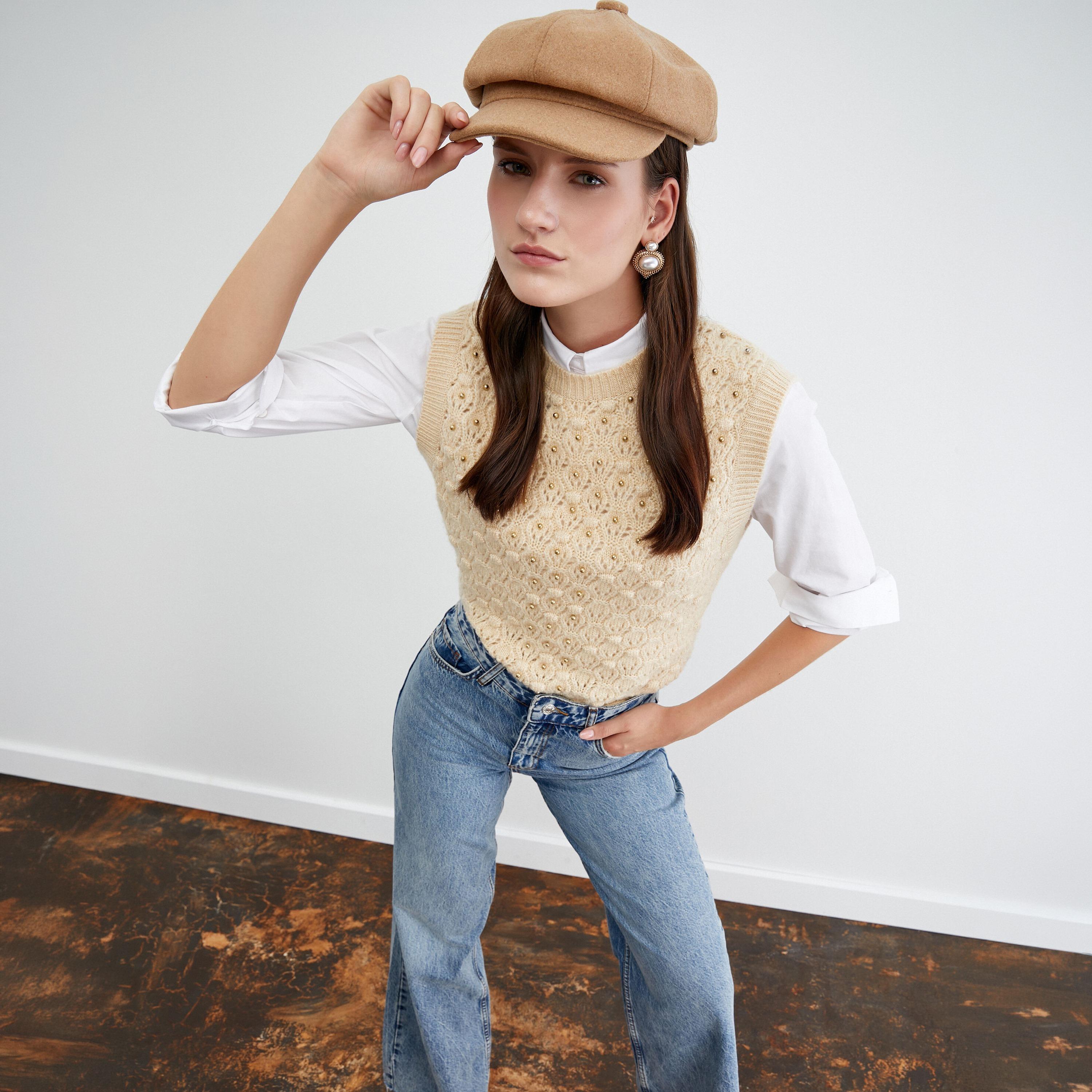 سترة نسائية محبوكة بلون كريمي من كوتون-women-clothing-cardigansandjumpers-jumpers-image-4
