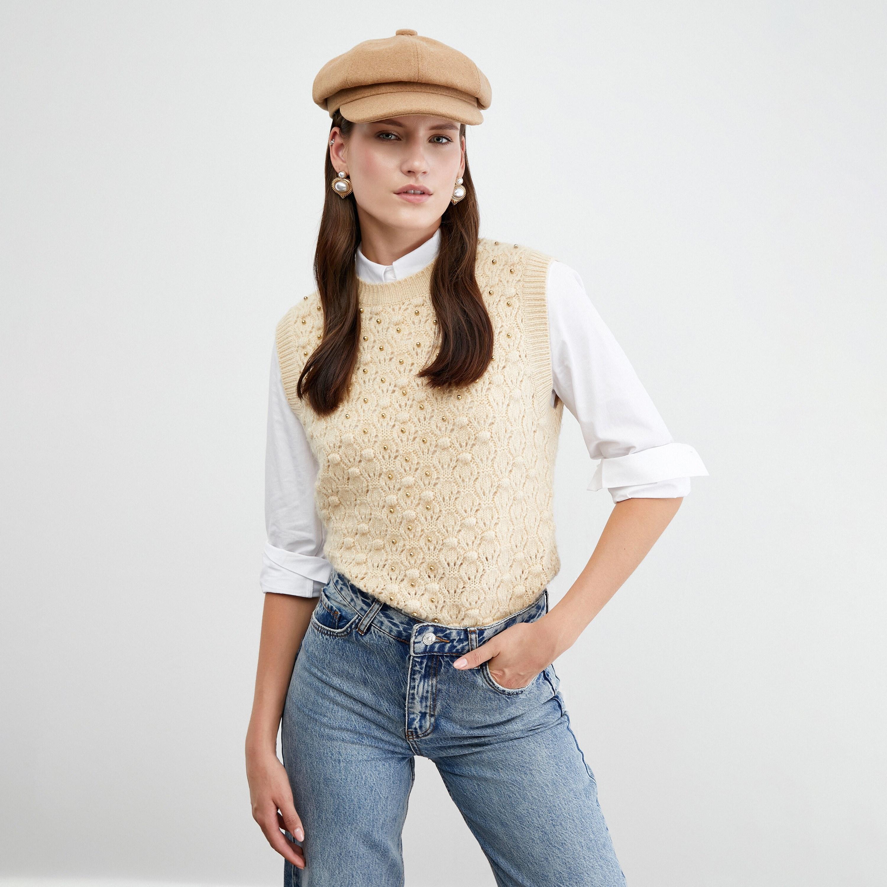 سترة نسائية محبوكة بلون كريمي من كوتون-women-clothing-cardigansandjumpers-jumpers-image-3