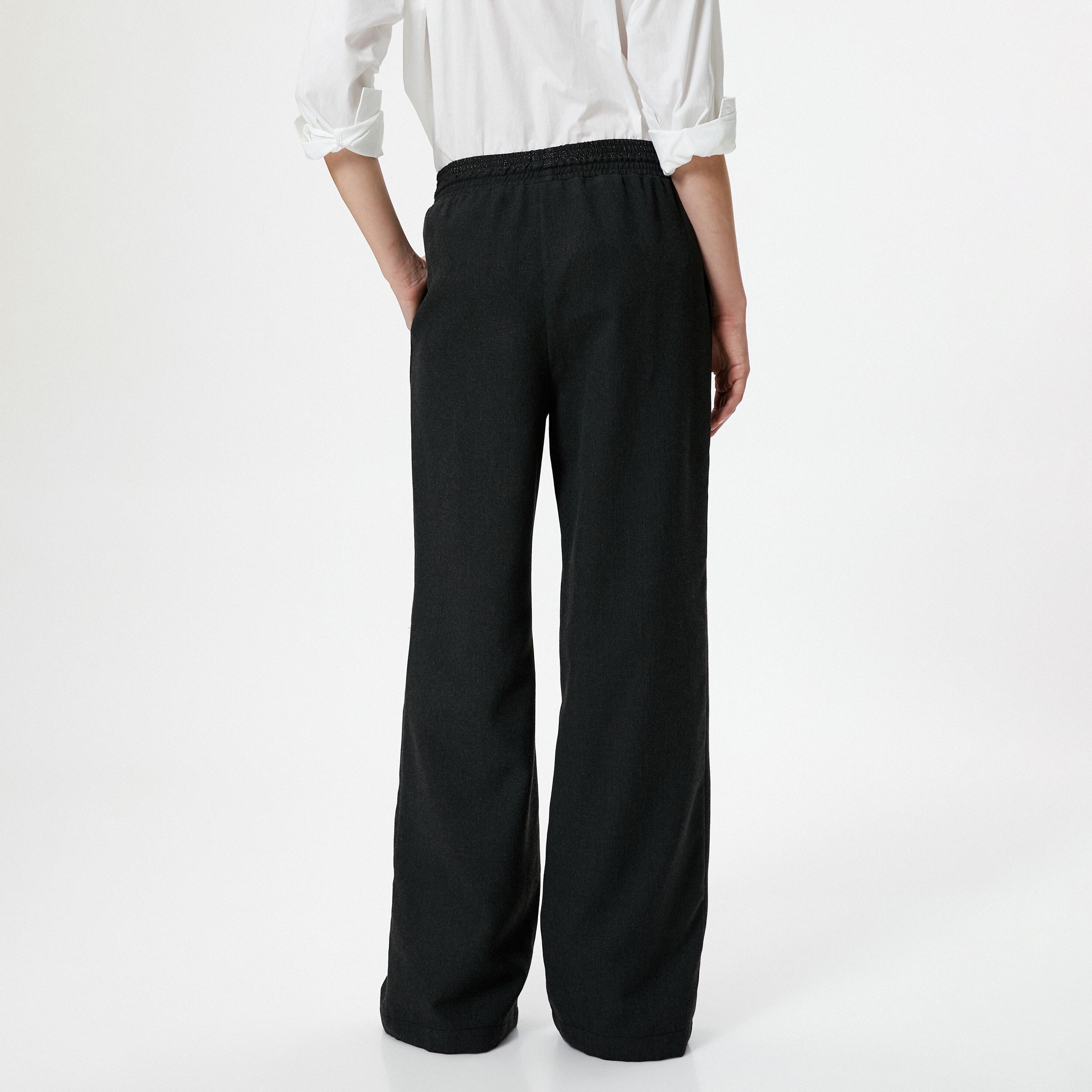 KOTON Charcoal Wide Leg Women's Trousers-women-clothing-bottoms-trousers-image-3