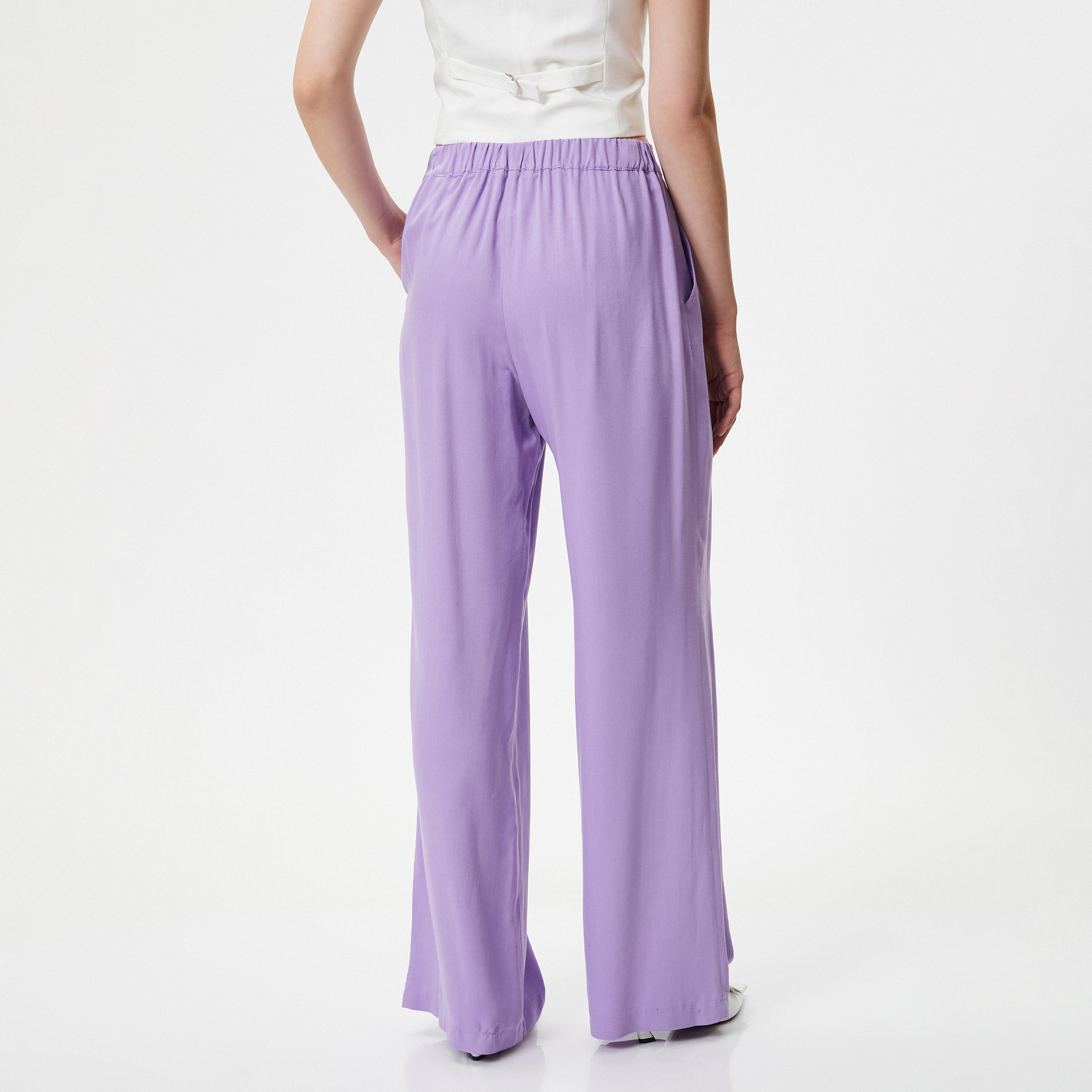 KOTON Purple Wide Leg Women's Trousers-women-clothing-bottoms-trousers-image-4