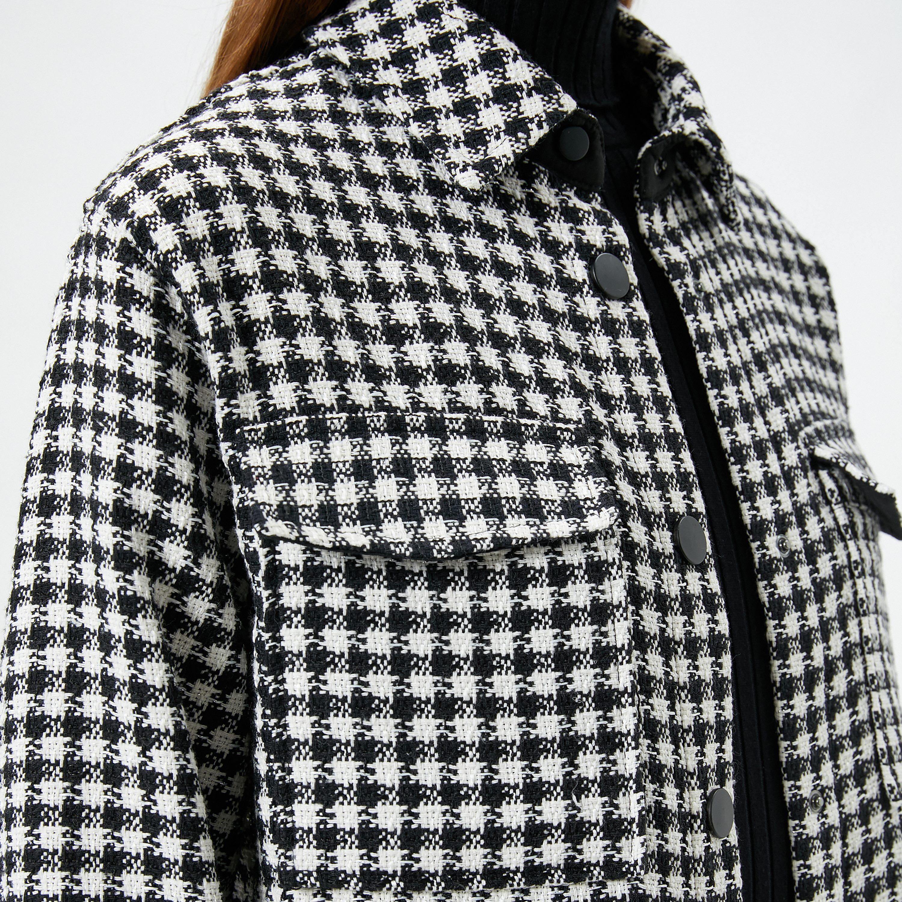 KOTON Grey Tweed Collared Women's Jacket-women-winterwear-coatsandjackets-jackets-image-5