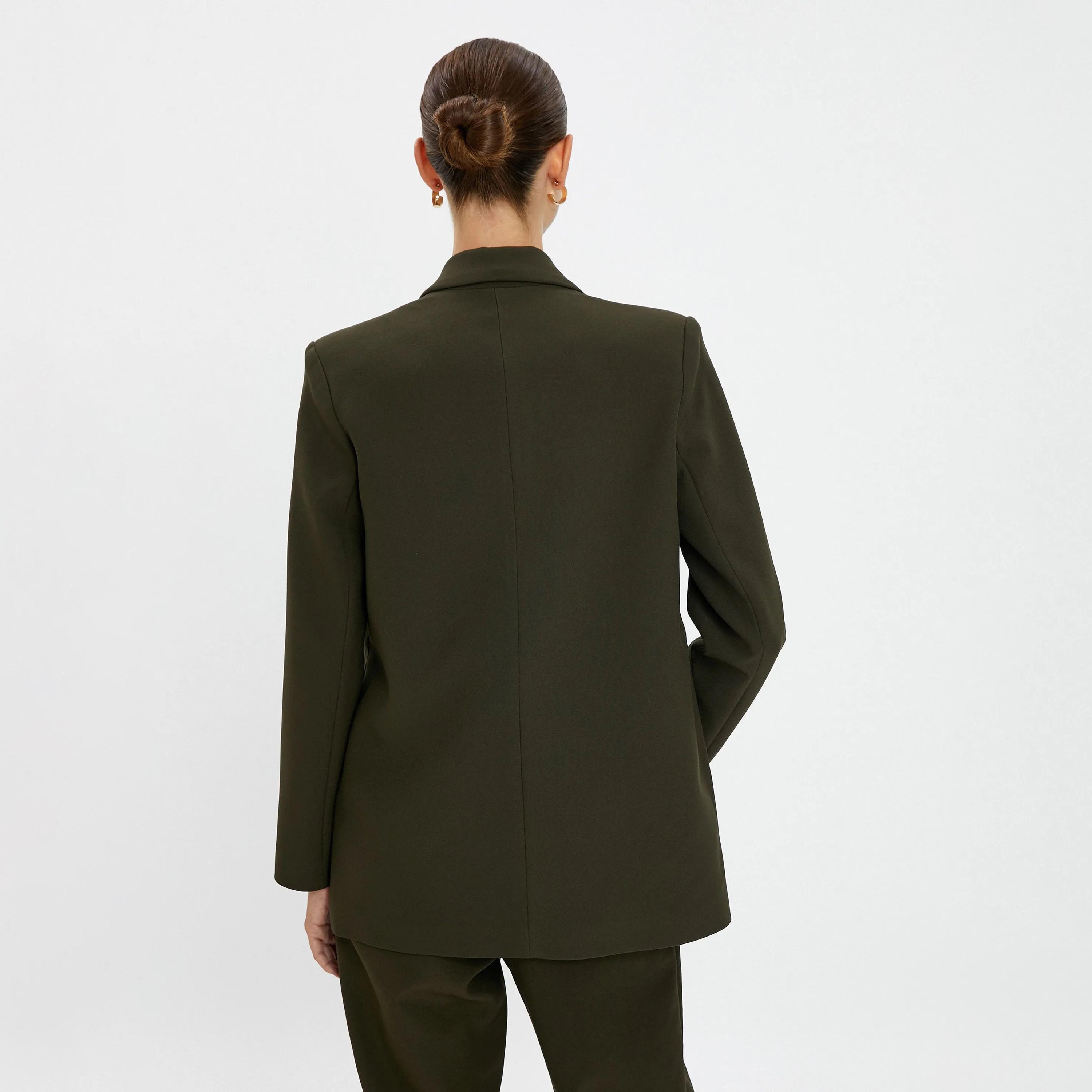 KOTON Green Lapel collar Women's Double Breasted Blazer-women-clothing-coatsandjackets-blazers-image-3