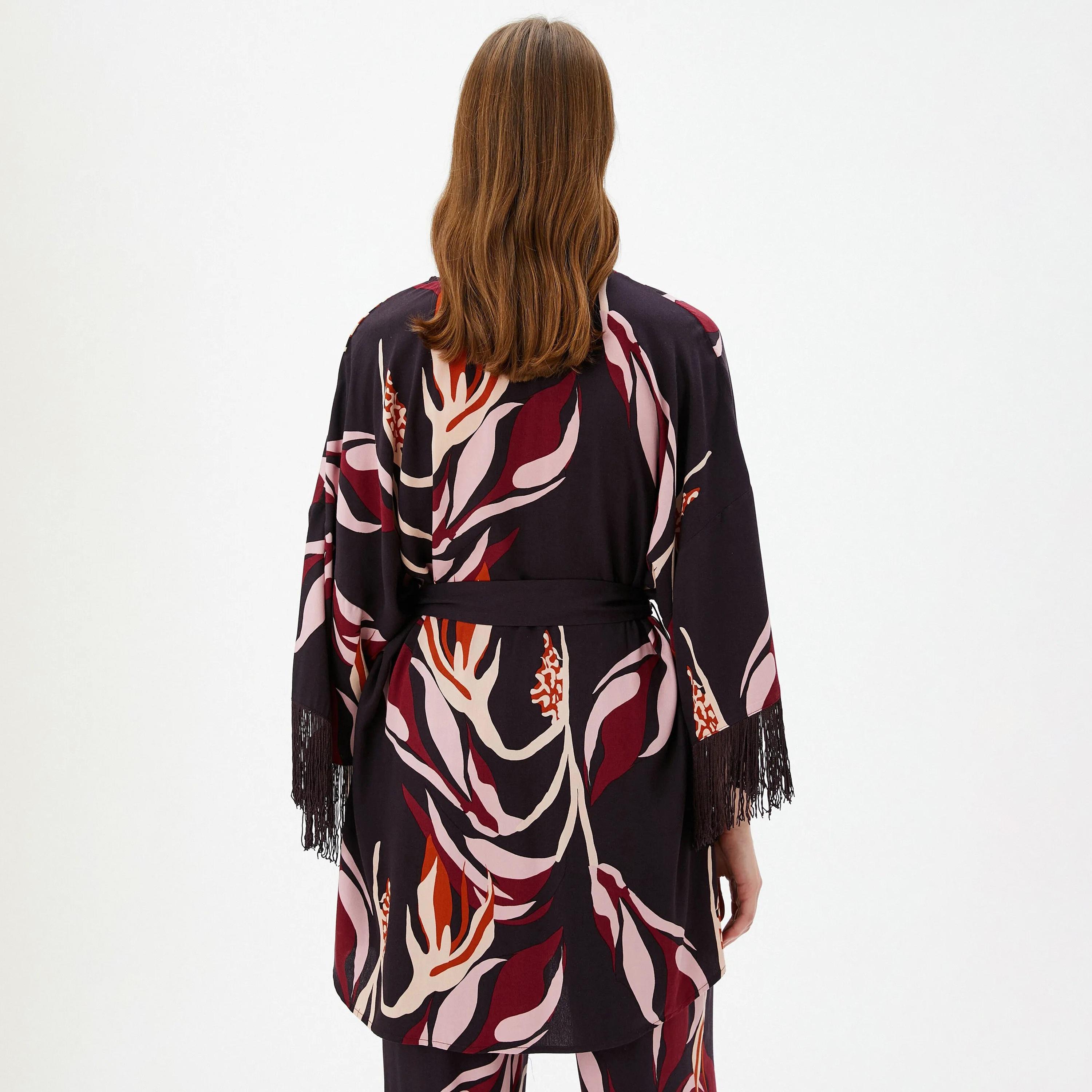 KOTON Red Abstract Print Viscose Women's Kimono-women-clothing-shirtsandblouses-blouses-image-3