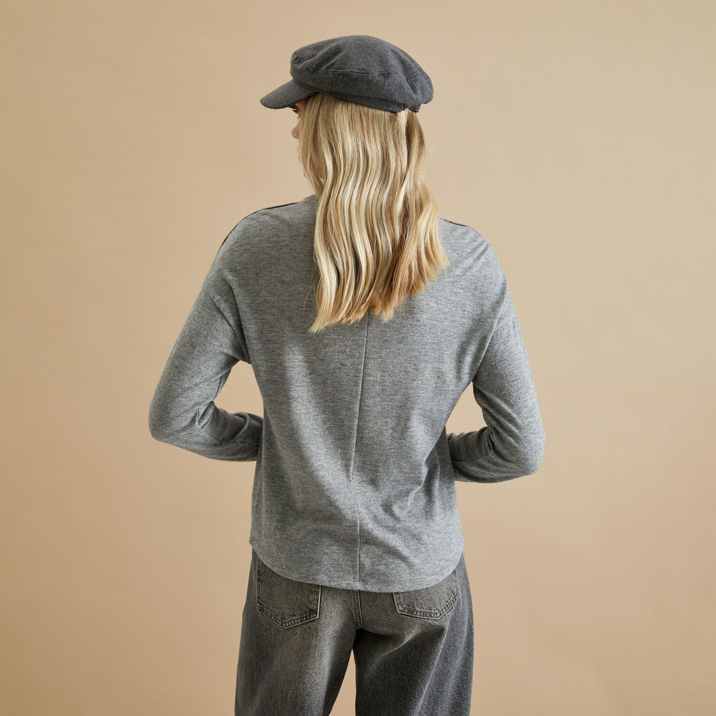 KOTON Grey Heathered Turtle Neck Women's T-Shirt-women-clothing-tshirts-image-3