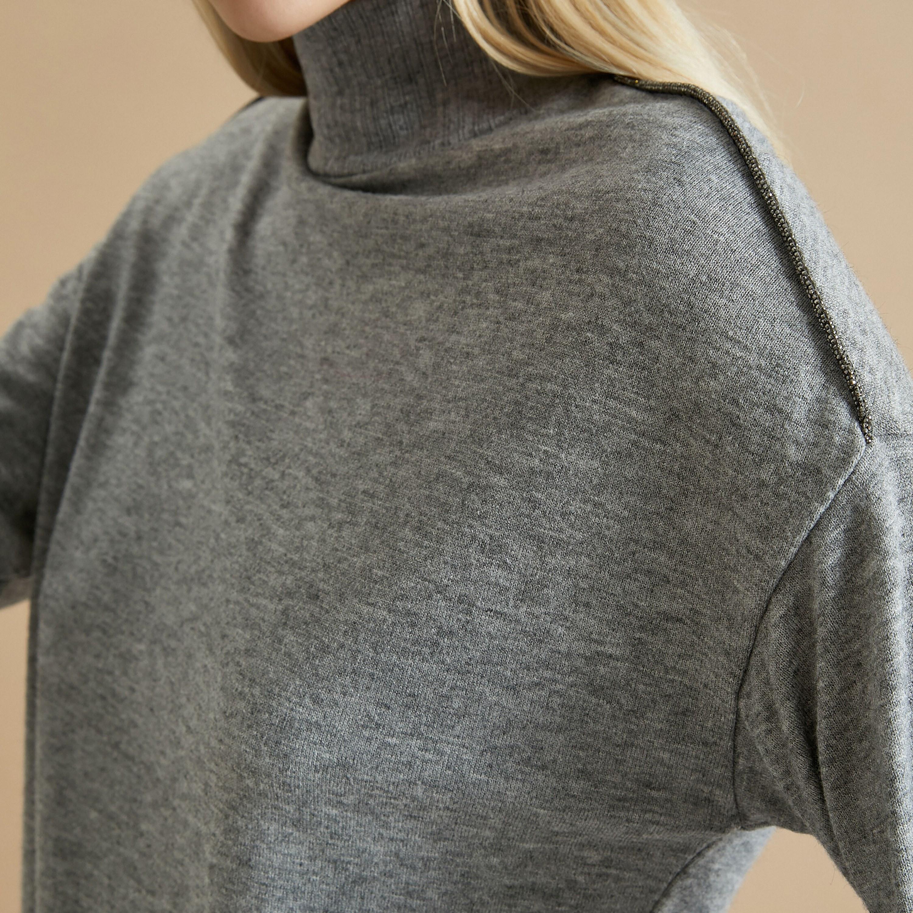 KOTON Grey Heathered Turtle Neck Women's T-Shirt-women-clothing-tshirts-image-5