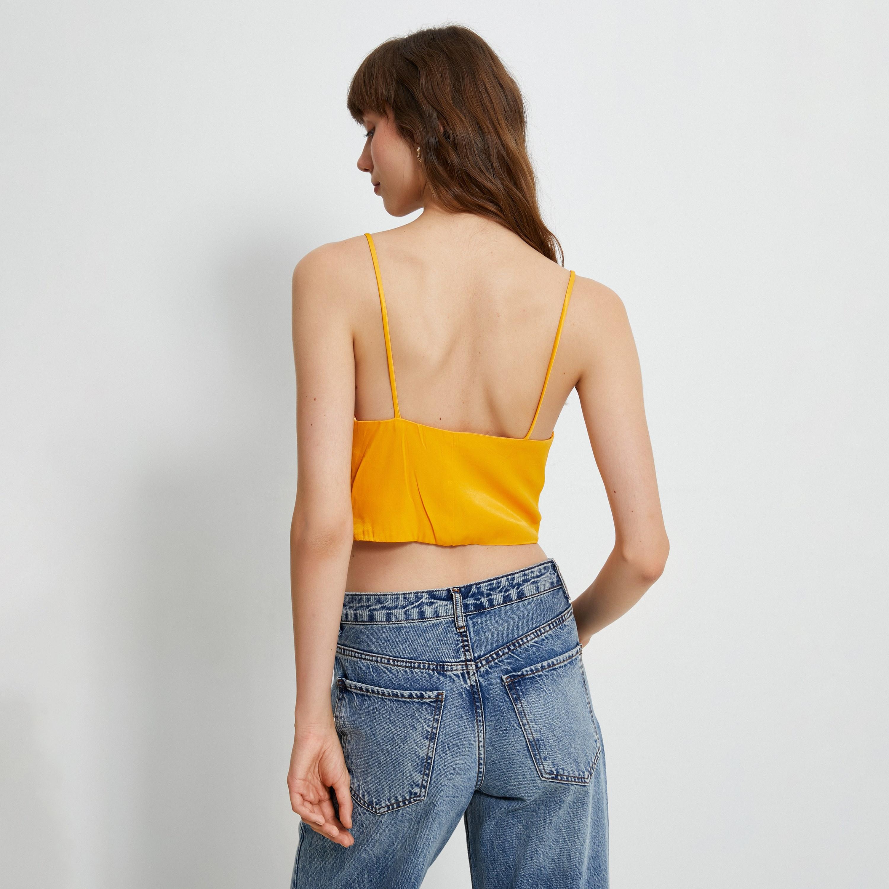 KOTON Orange Satin Shoulder Straps Women's Top-women-clothing-shirtsandblouses-blouses-image-3