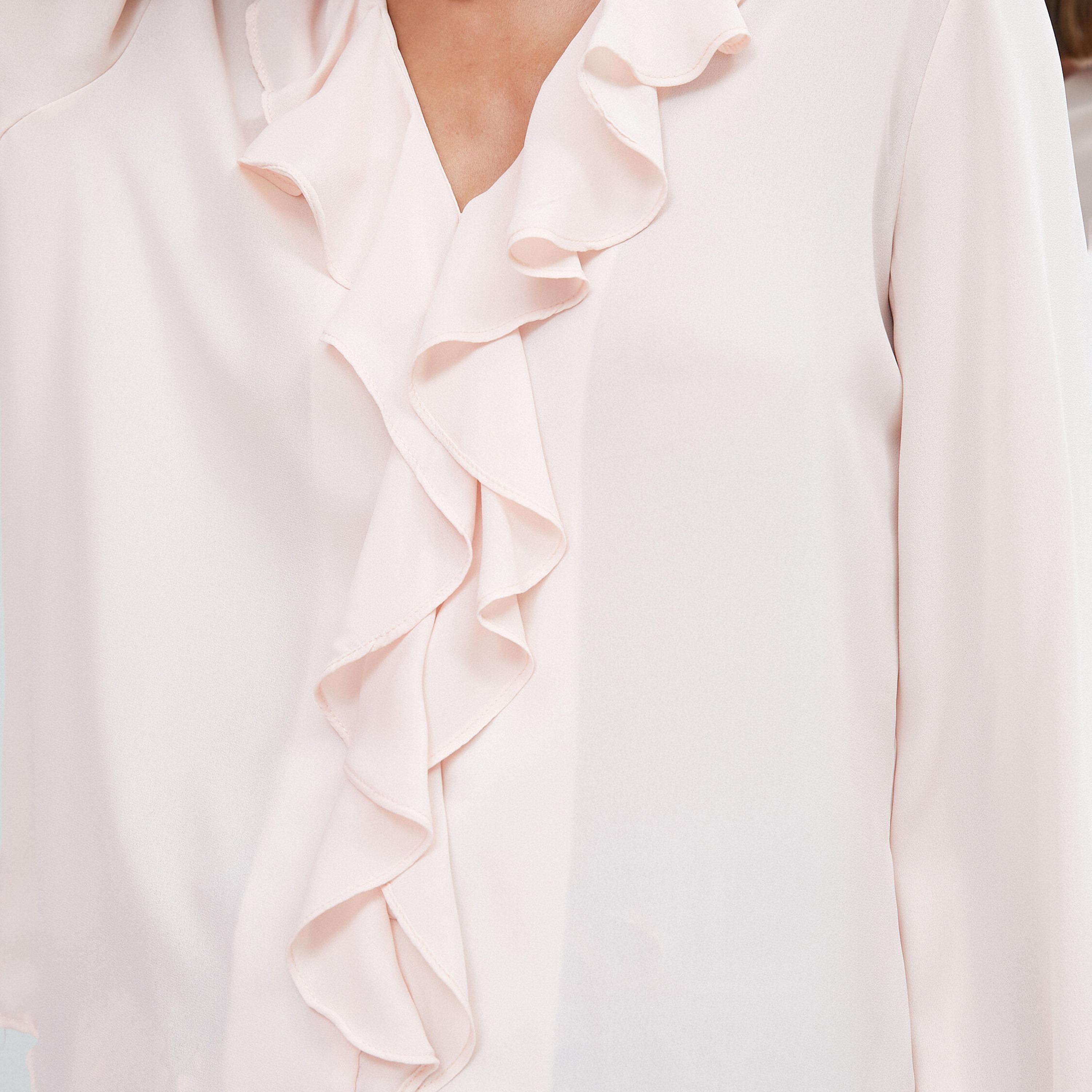 بلوزة نسائية مكشكشة بلون وردي من كوتون-women-clothing-shirtsandblouses-blouses-image-5