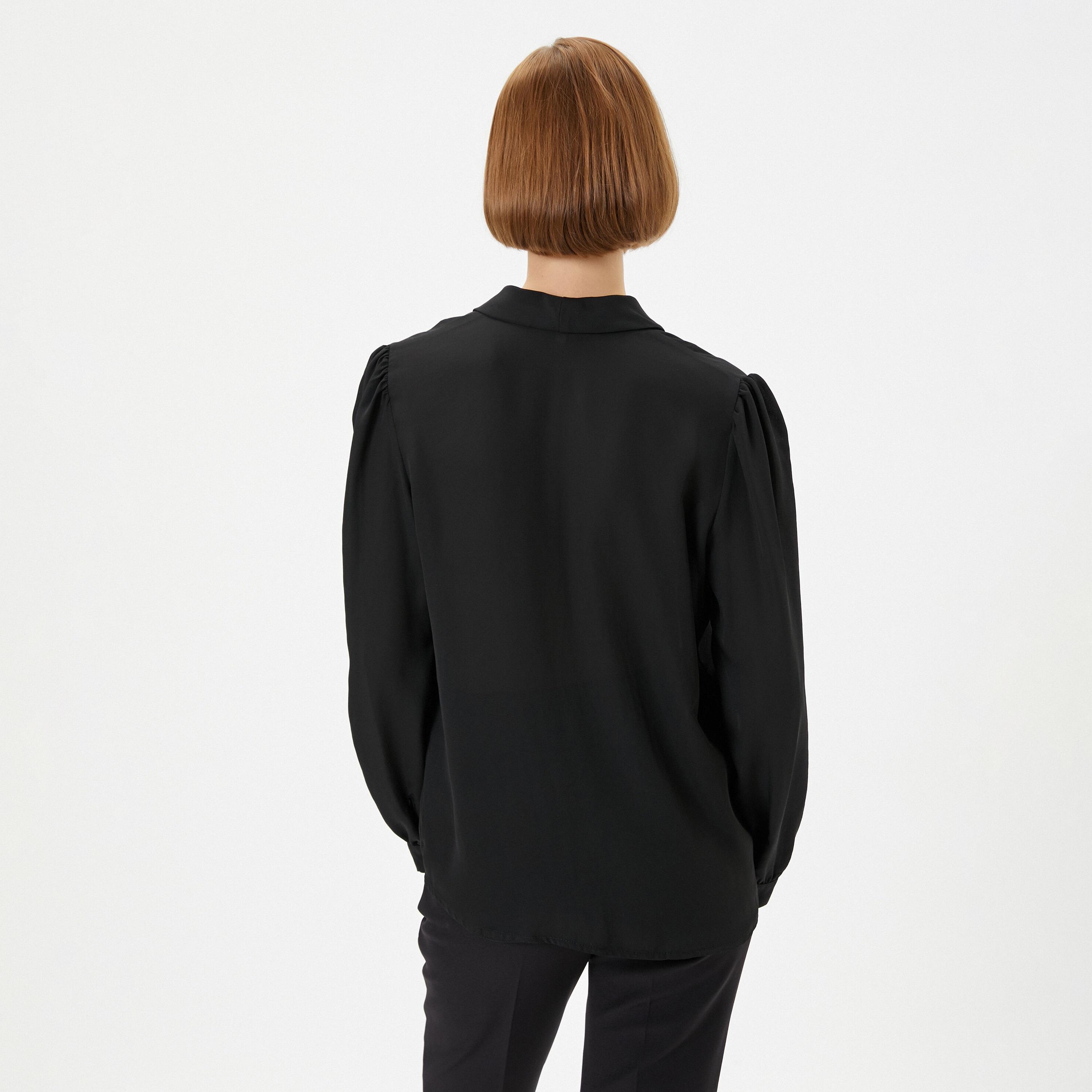 KOTON Black Puff Sleeves Women's Shirt-women-clothing-shirtsandblouses-shirts-image-3