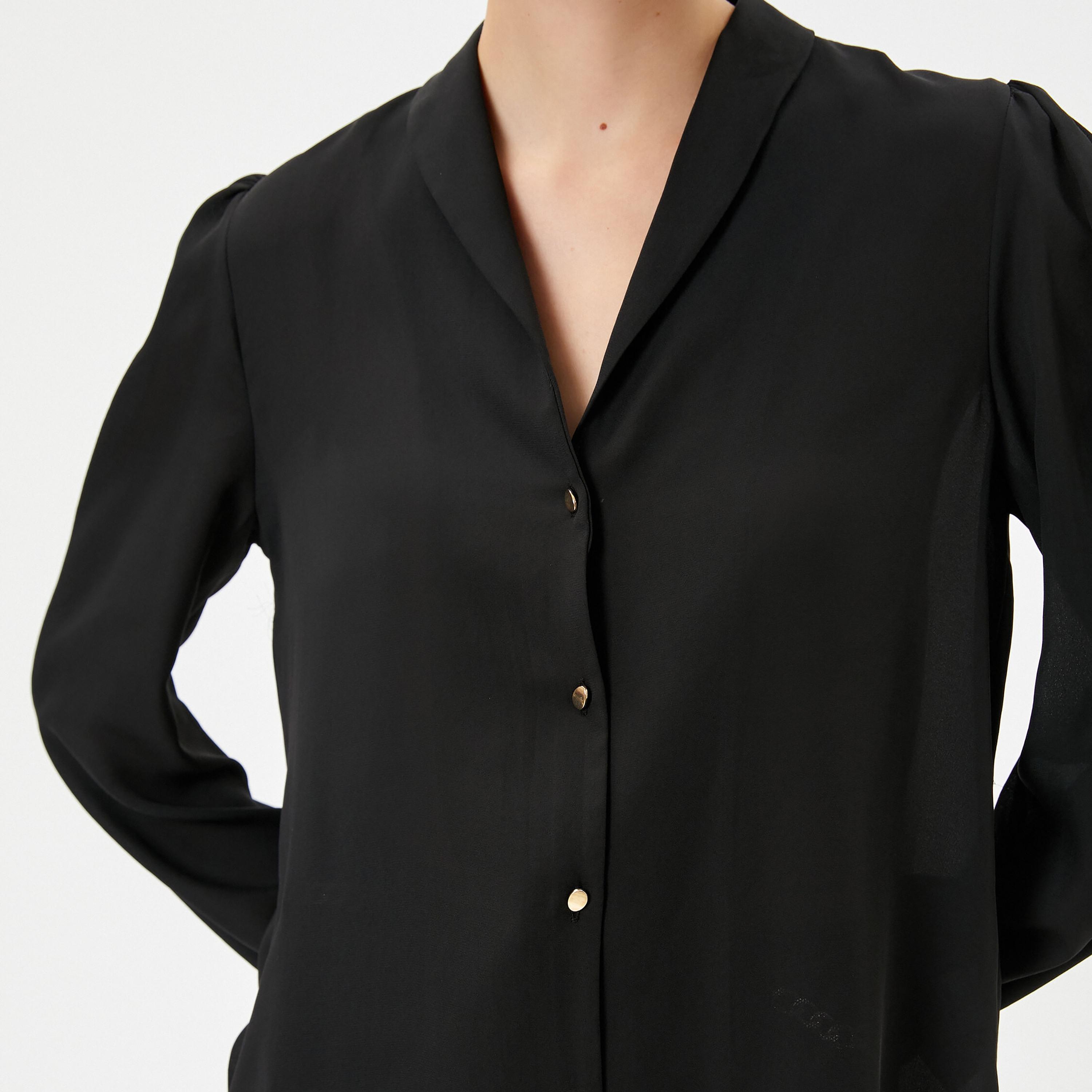KOTON Black Puff Sleeves Women's Shirt-women-clothing-shirtsandblouses-shirts-image-5