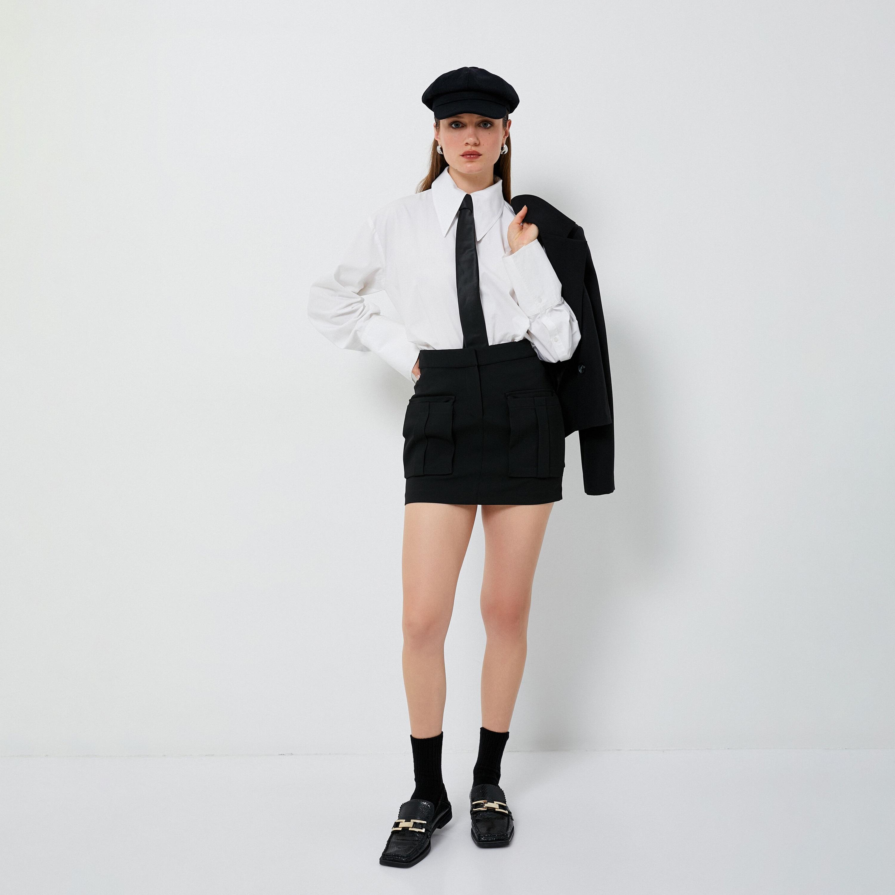 KOTON Plus White Cotton Spread Collar Women's Shirt-women-clothing-shirtsandblouses-shirts-image-2