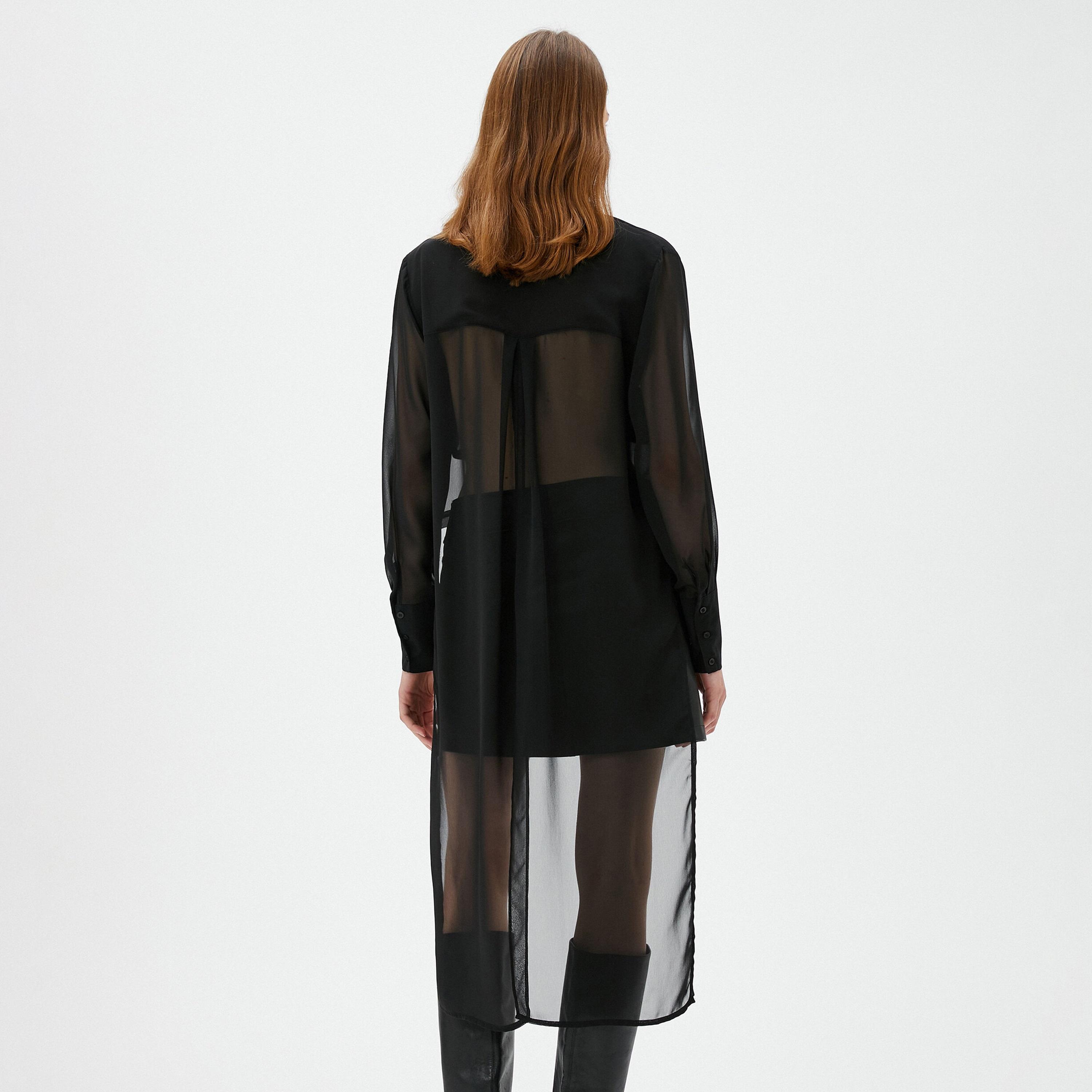 KOTON Black Spread Collar Bishop Sleeves Women's Shirt-women-clothing-shirtsandblouses-shirts-image-3