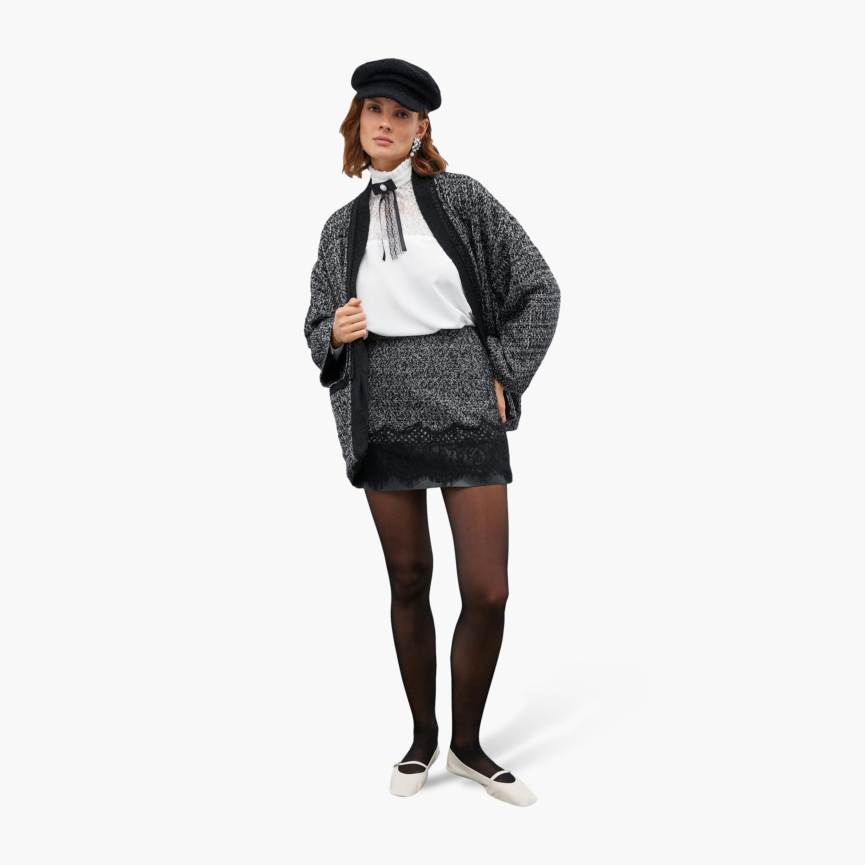 KOTON Black Tweed Straight Women's Mini Skirt-women-clothing-skirts-image-2