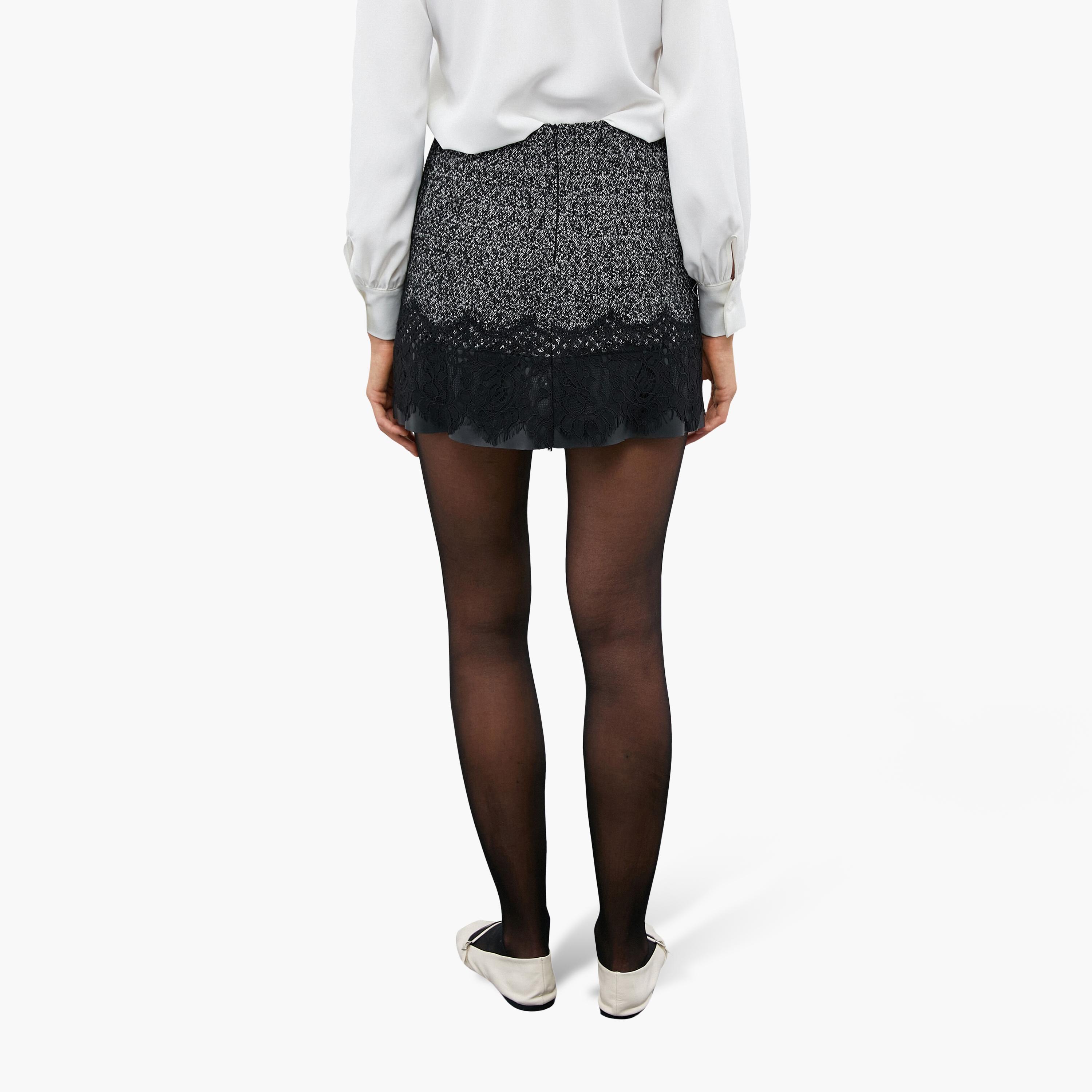 KOTON Black Tweed Straight Women's Mini Skirt-women-clothing-skirts-image-3