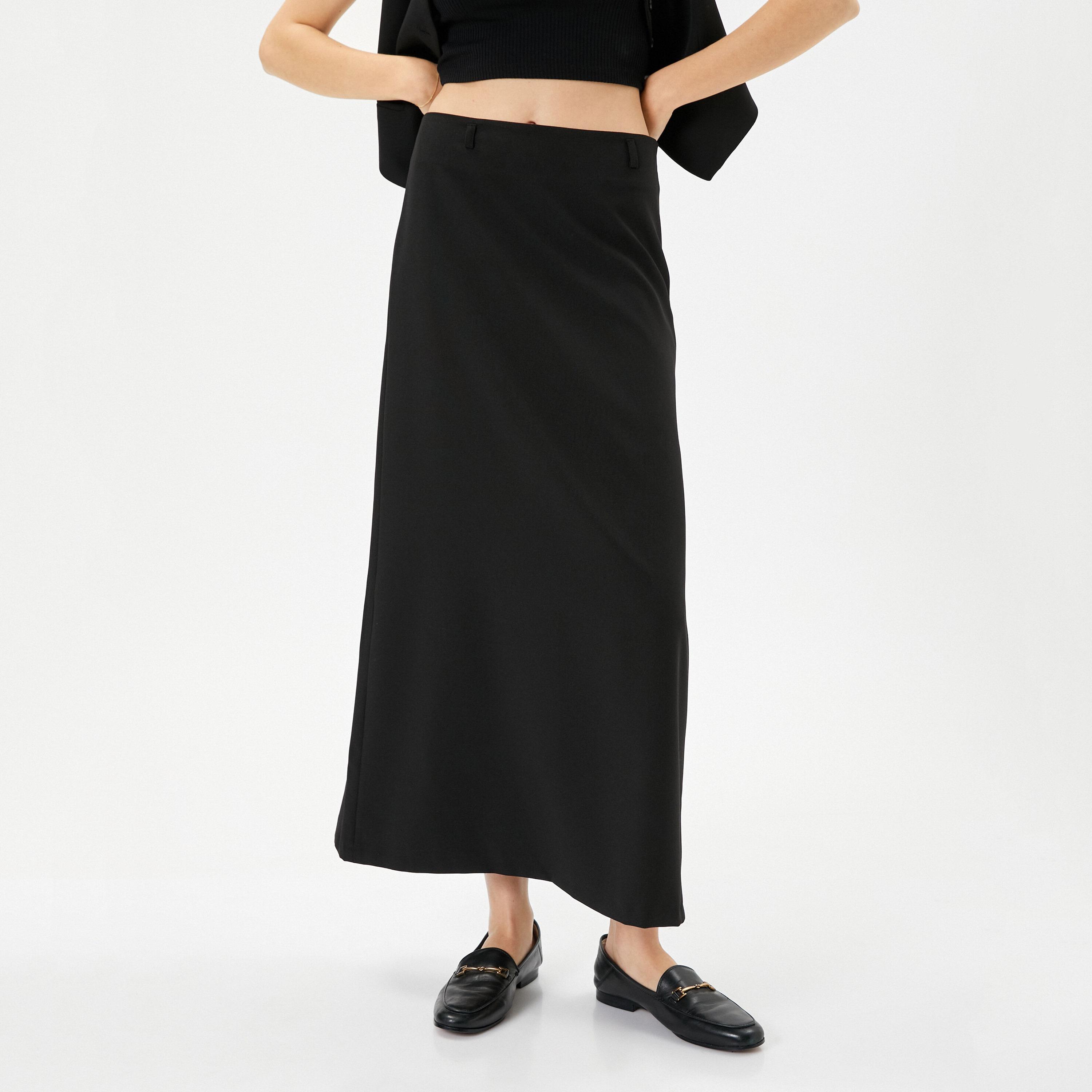 تنورة ماكسي نسائية من كوتون - أسود-women-clothing-skirts-image-1