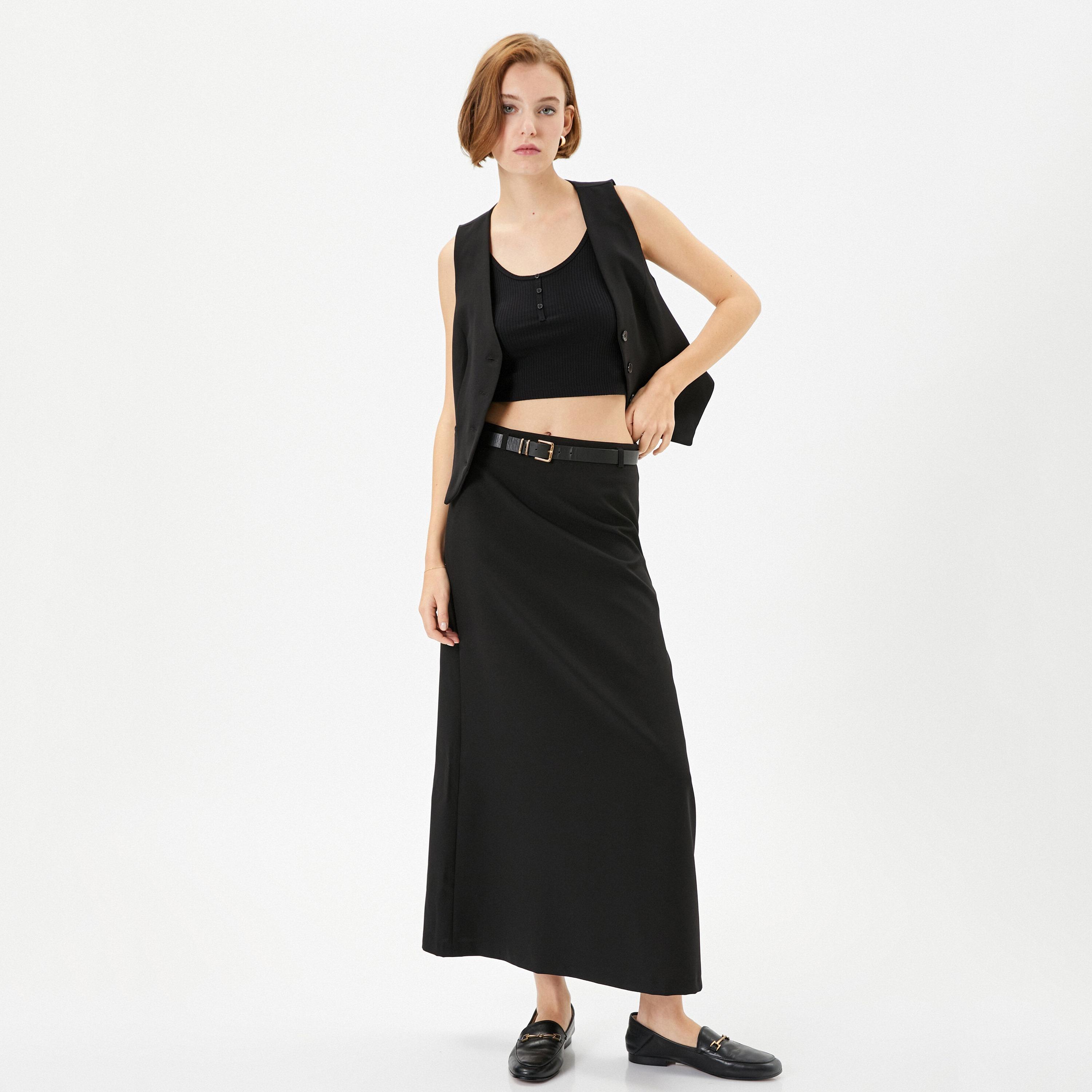 تنورة ماكسي نسائية من كوتون - أسود-women-clothing-skirts-image-2