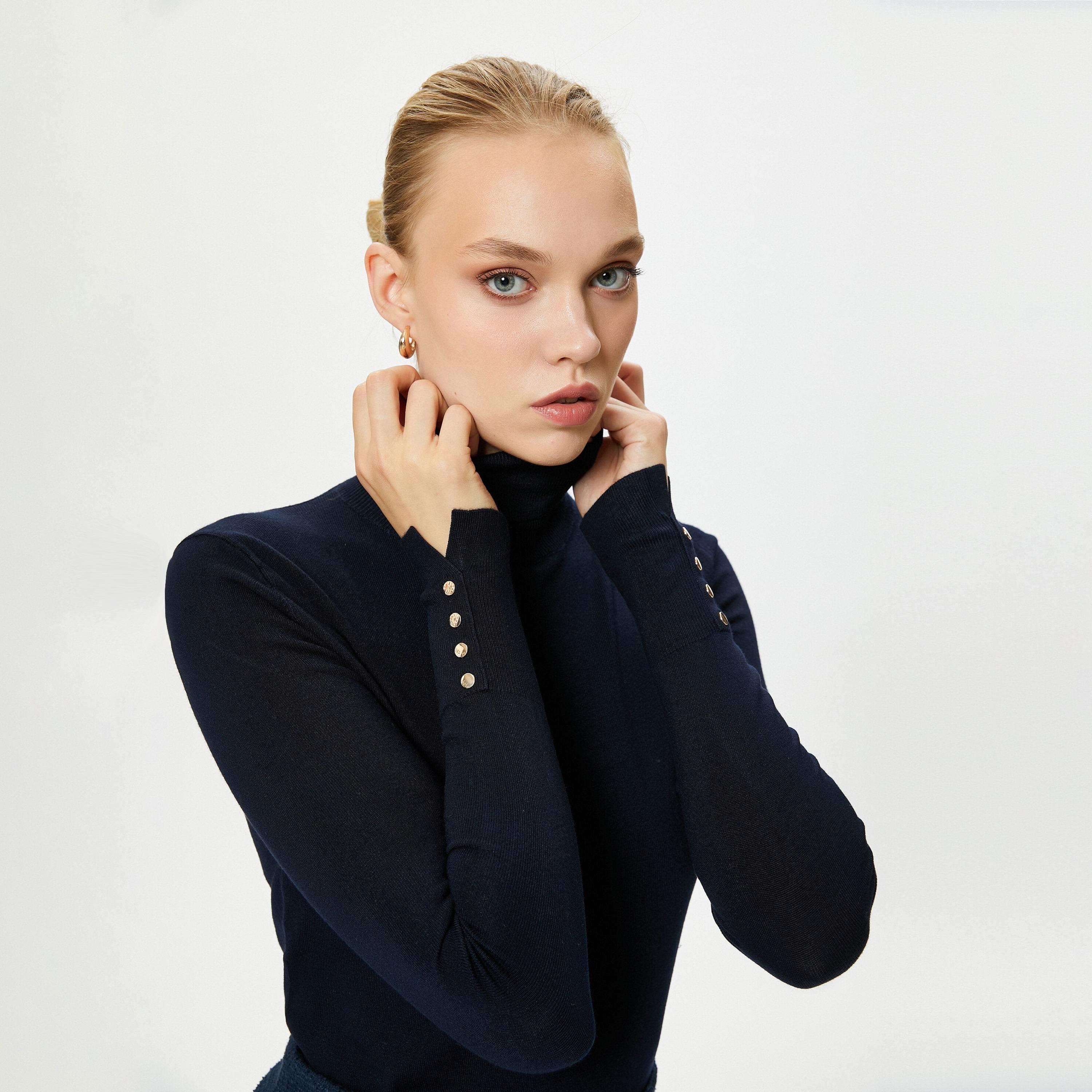 KOTON Navy Turtle Neck Women's Sweater-women-winterwear-cardigansandjumpers-jumpers-image-4