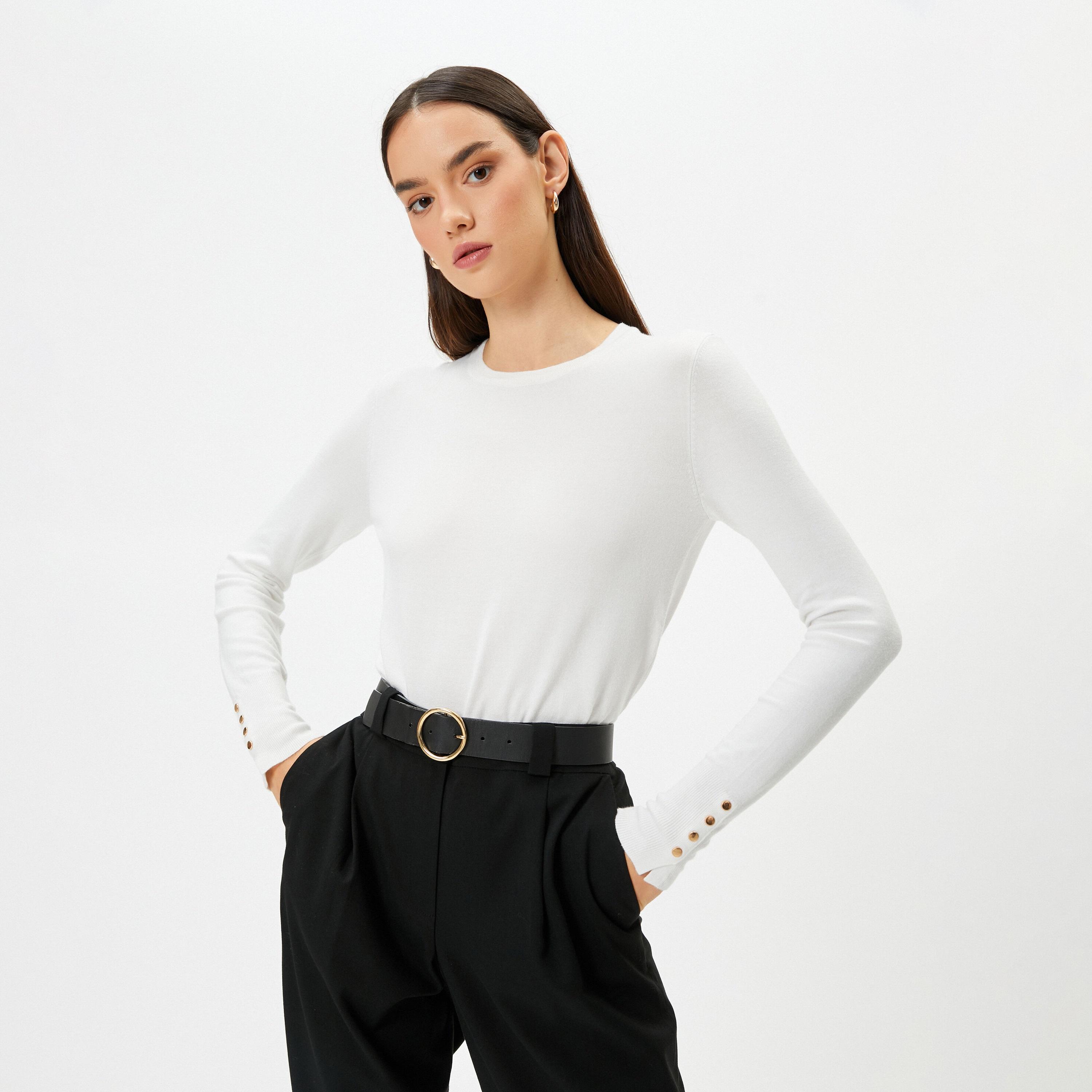 KOTON White Turtle Neck Women's Sweater-women-clothing-cardigansandjumpers-jumpers-image-4