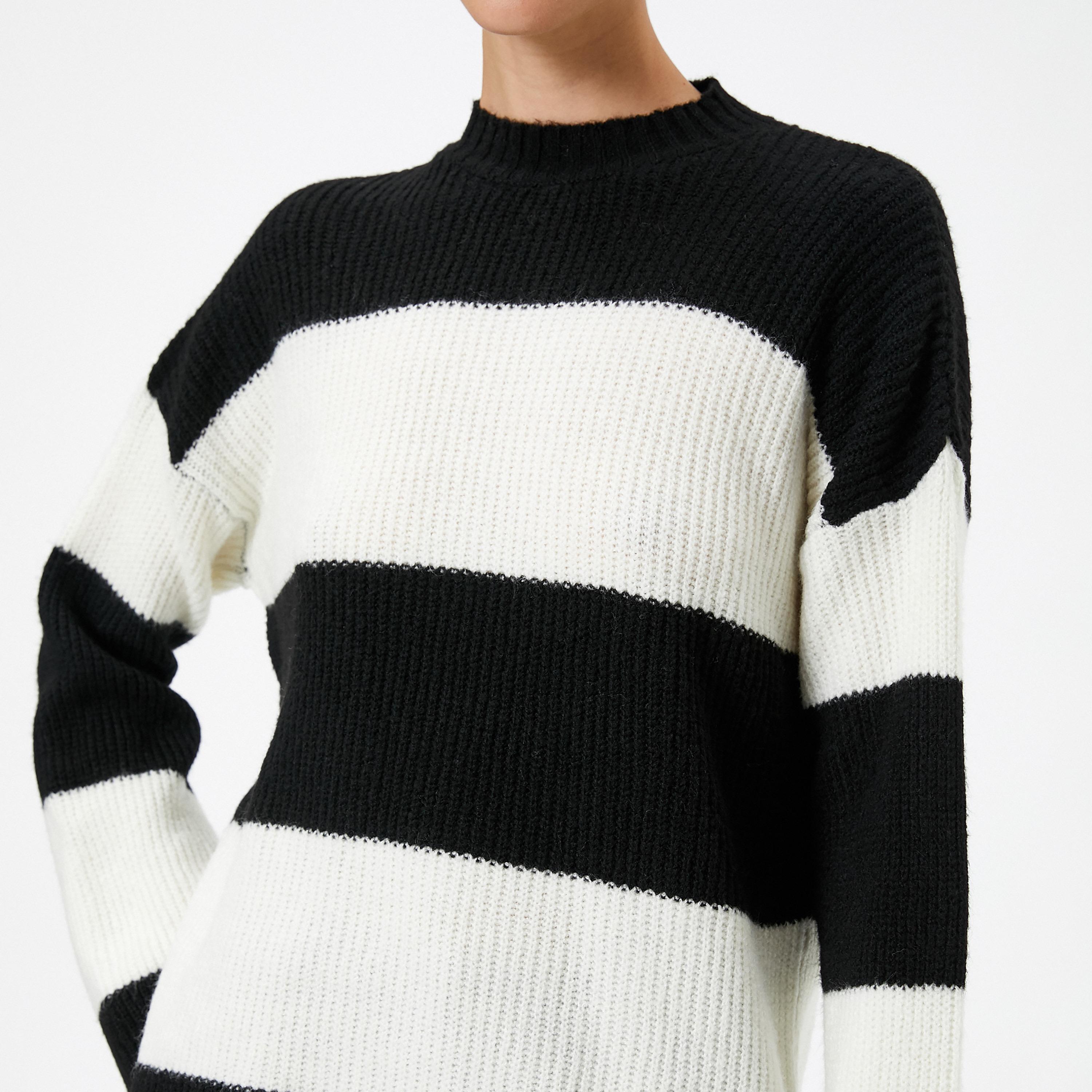 KOTON White Striped Dropped Sleeves Women's Sweater-women-winterwear-cardigansandjumpers-jumpers-image-5