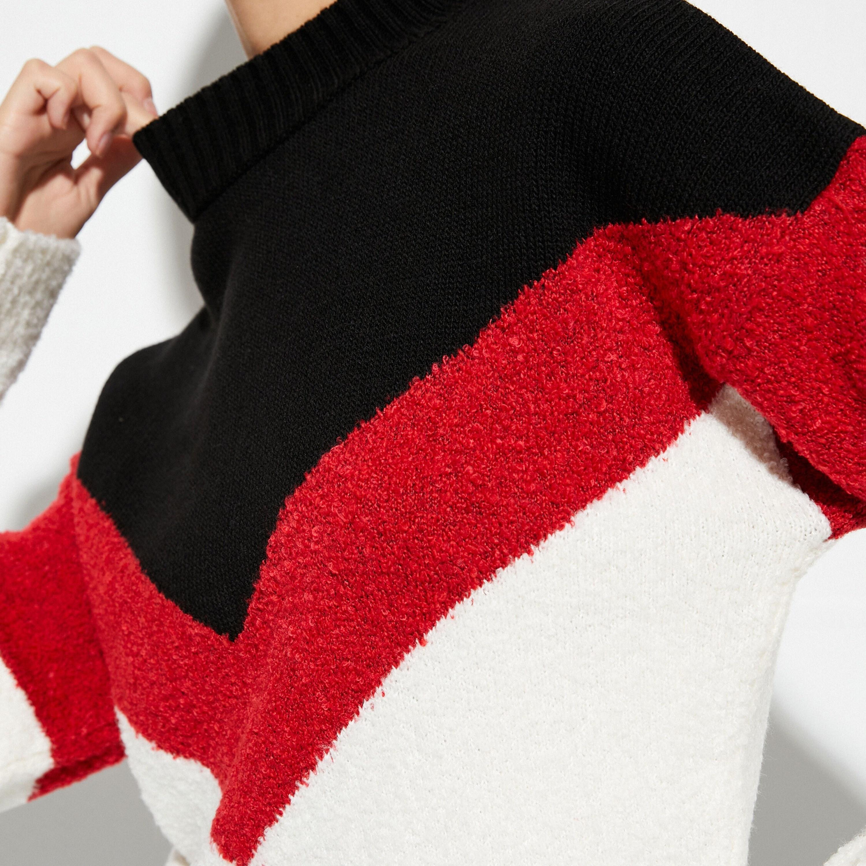 KOTON White Color-Blocked High Neck Dropped Sleeves Women's Sweater-women-winterwear-cardigansandjumpers-jumpers-image-5