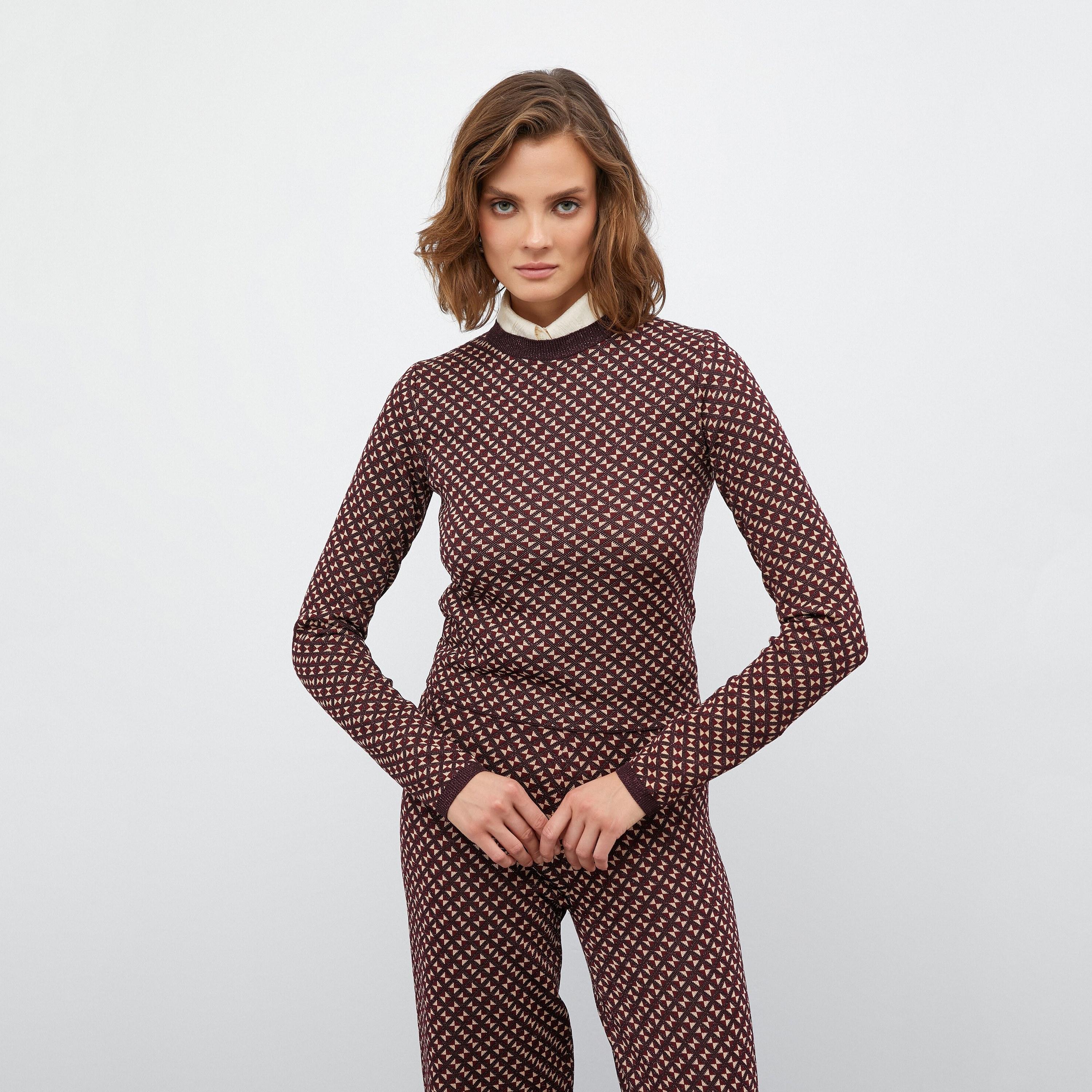 KOTON Red Geometric Women's Sweater-women-winterwear-cardigansandjumpers-jumpers-image-1