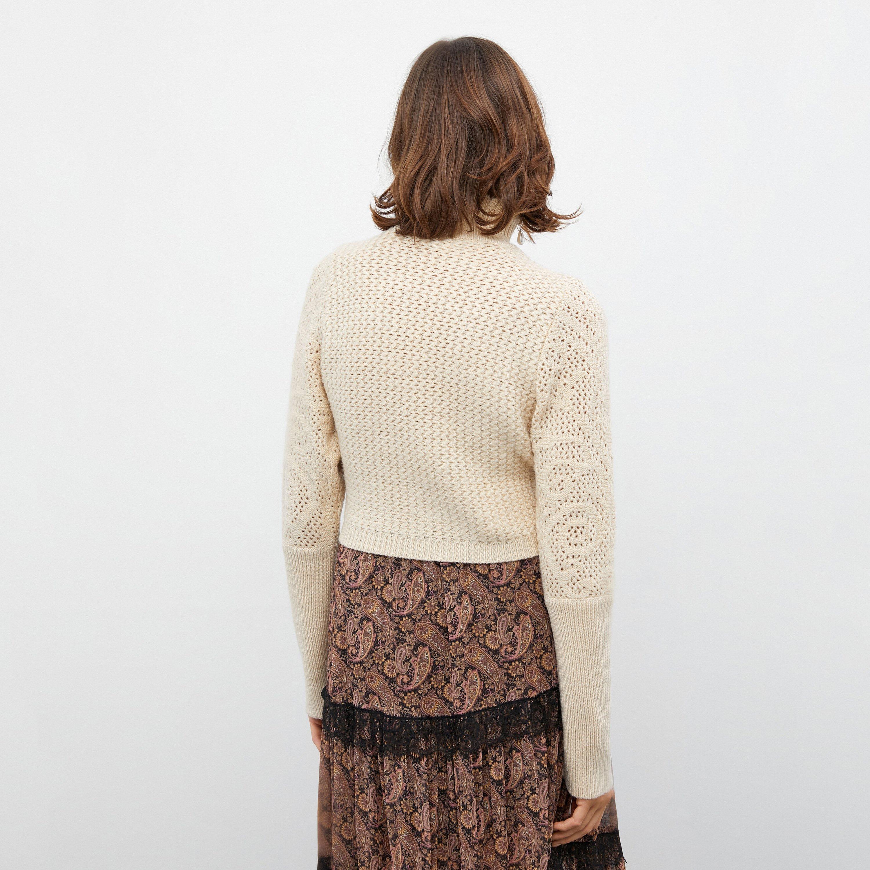 KOTON Beige Knitted High Neck Women's Cropped Sweater-women-winterwear-cardigansandjumpers-jumpers-image-3