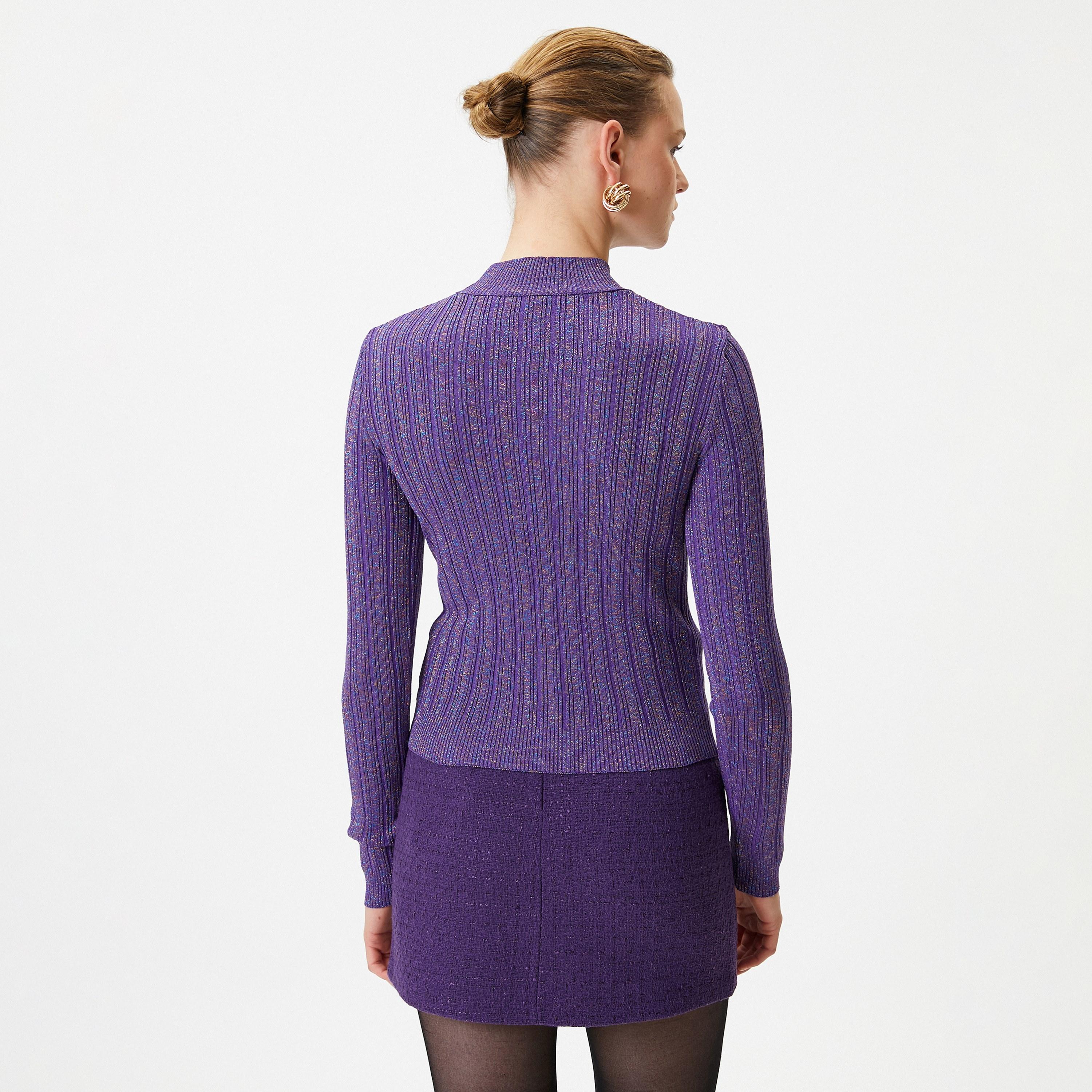 KOTON Purple Ribbed High Neck Women's Sweater-women-winterwear-cardigansandjumpers-jumpers-image-3