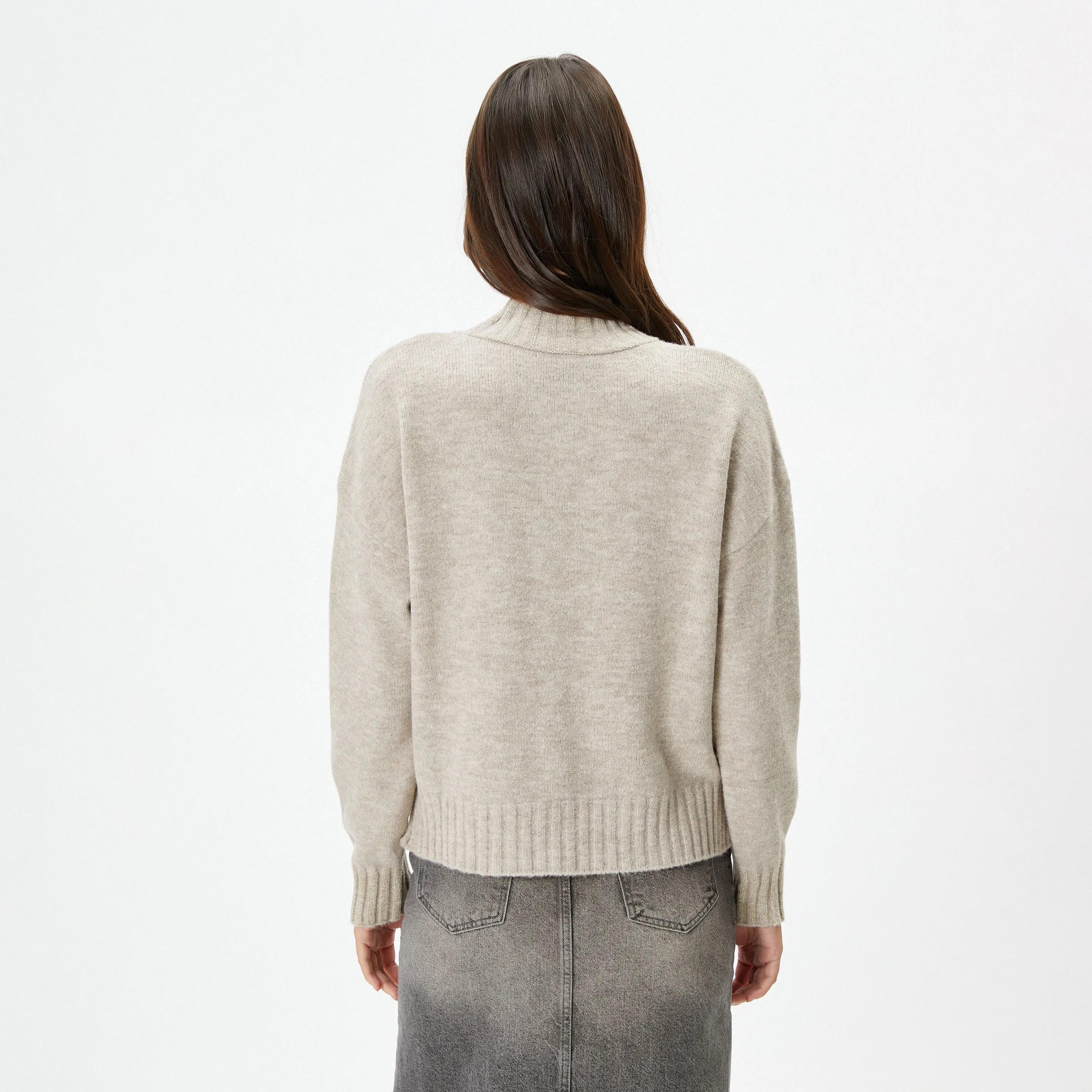 KOTON Beige High Neck Women's Sweater-women-winterwear-cardigansandjumpers-jumpers-image-3