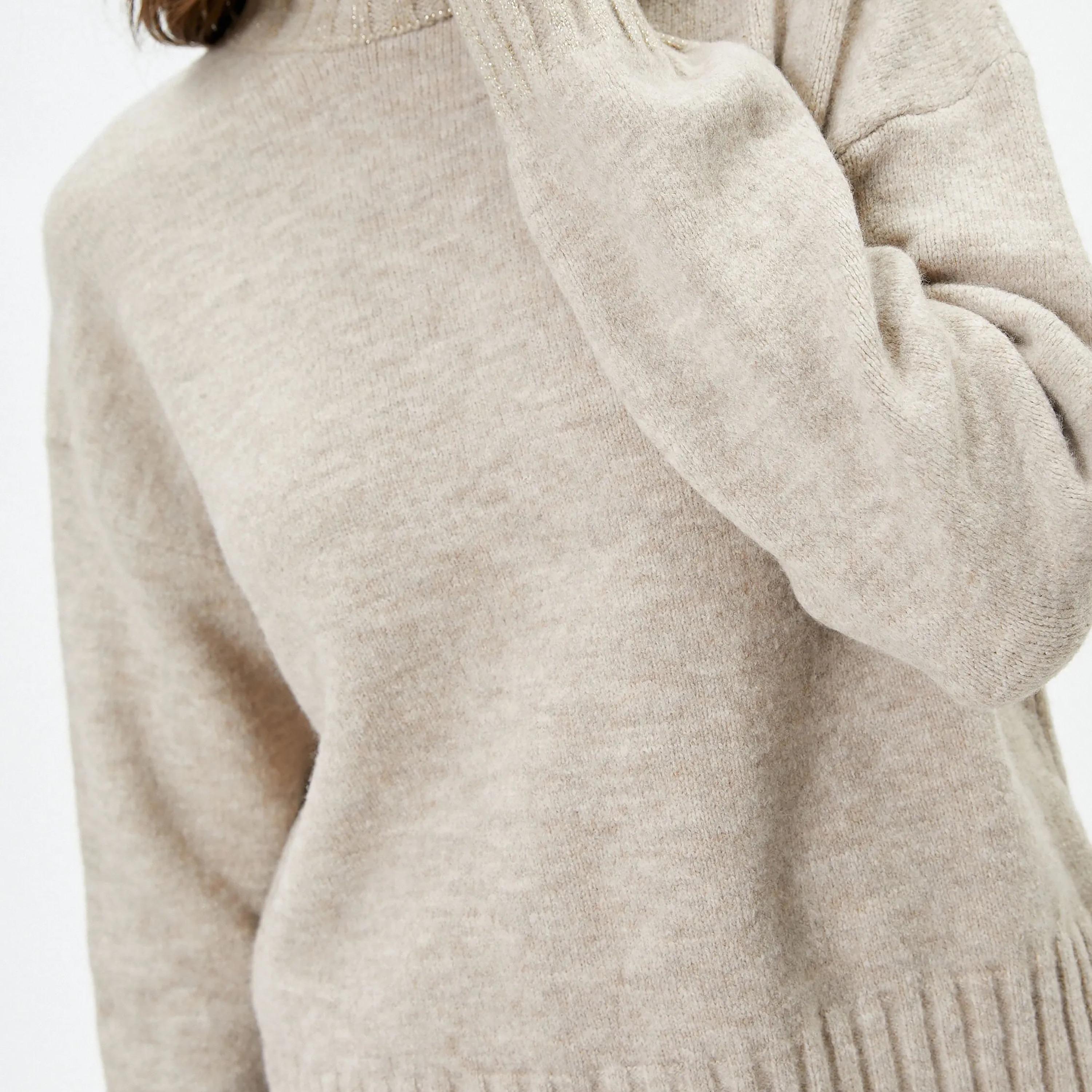 KOTON Beige High Neck Women's Sweater-women-winterwear-cardigansandjumpers-jumpers-image-4