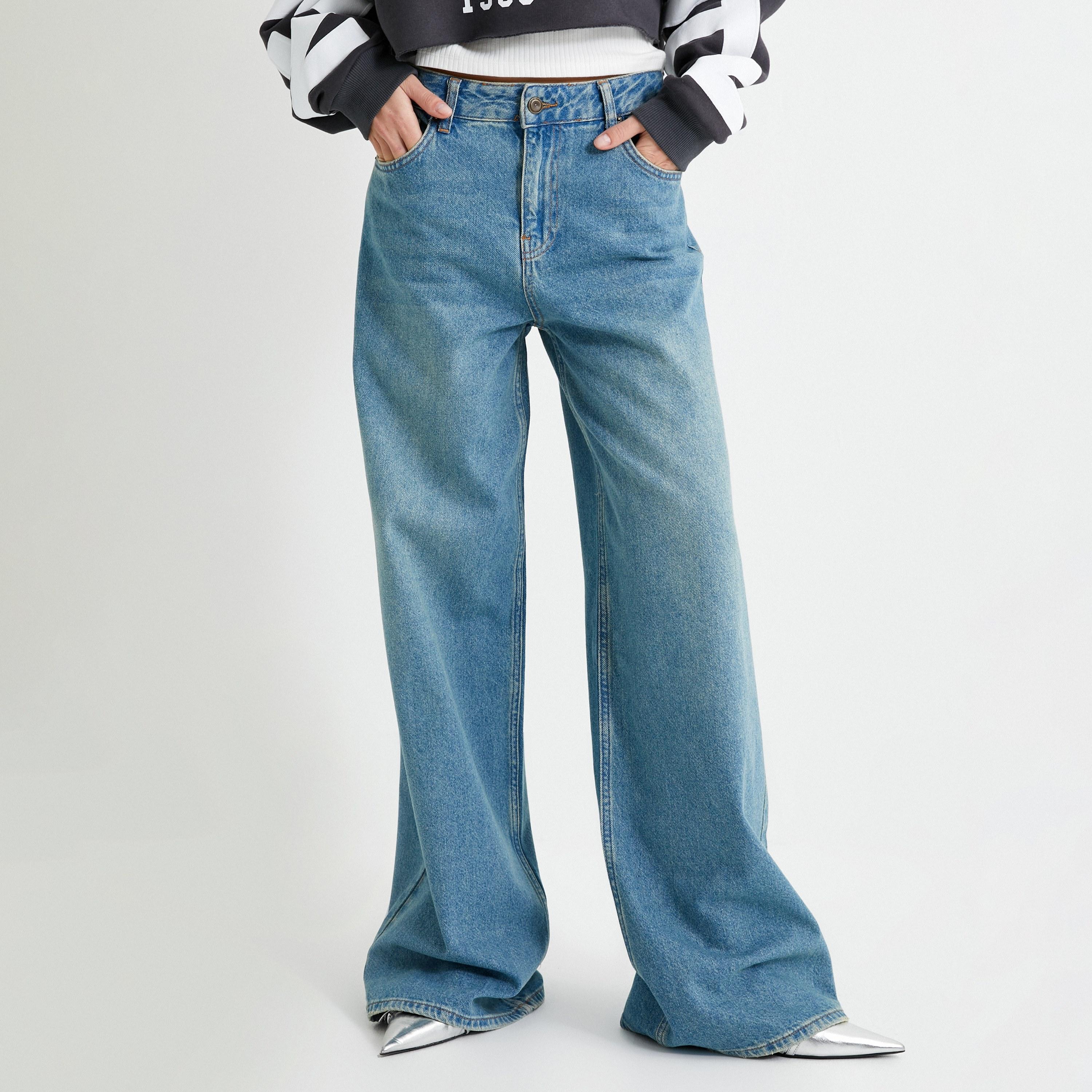 KOTON Wide Leg Washed High-Rise Women's Jeans-women-clothing-bottoms-jeans-image-1