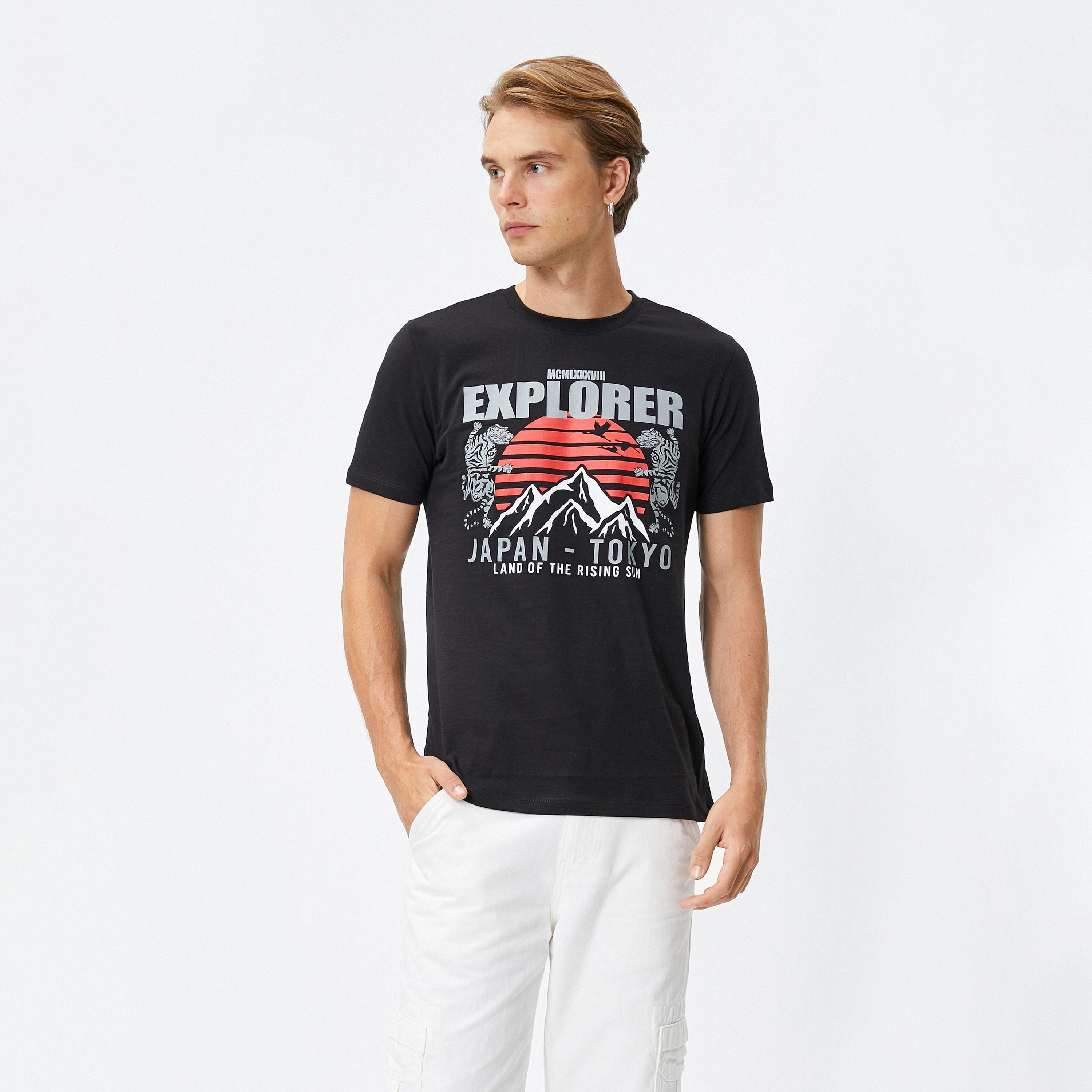 KOTON Graphic Print Crew Neck Short Sleeves Men's T-Shirt-men-clothing-tshirtsandpolos-tshirts-image-1