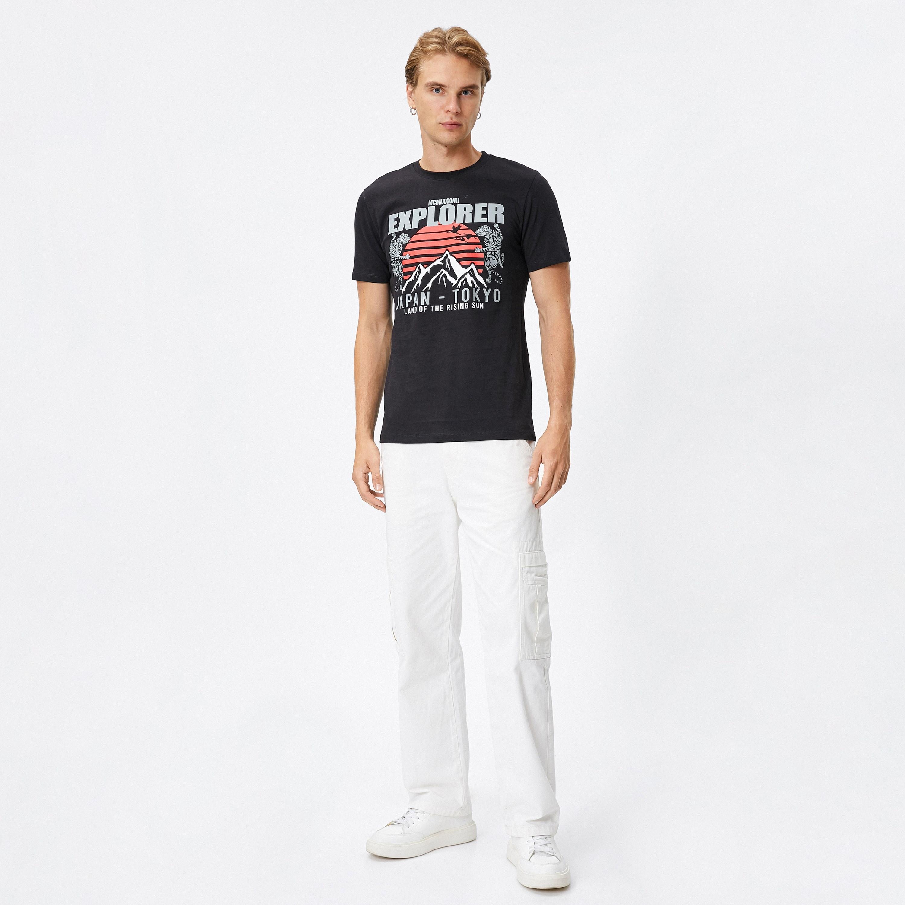 KOTON Graphic Print Crew Neck Short Sleeves Men's T-Shirt-men-clothing-tshirtsandpolos-tshirts-image-2