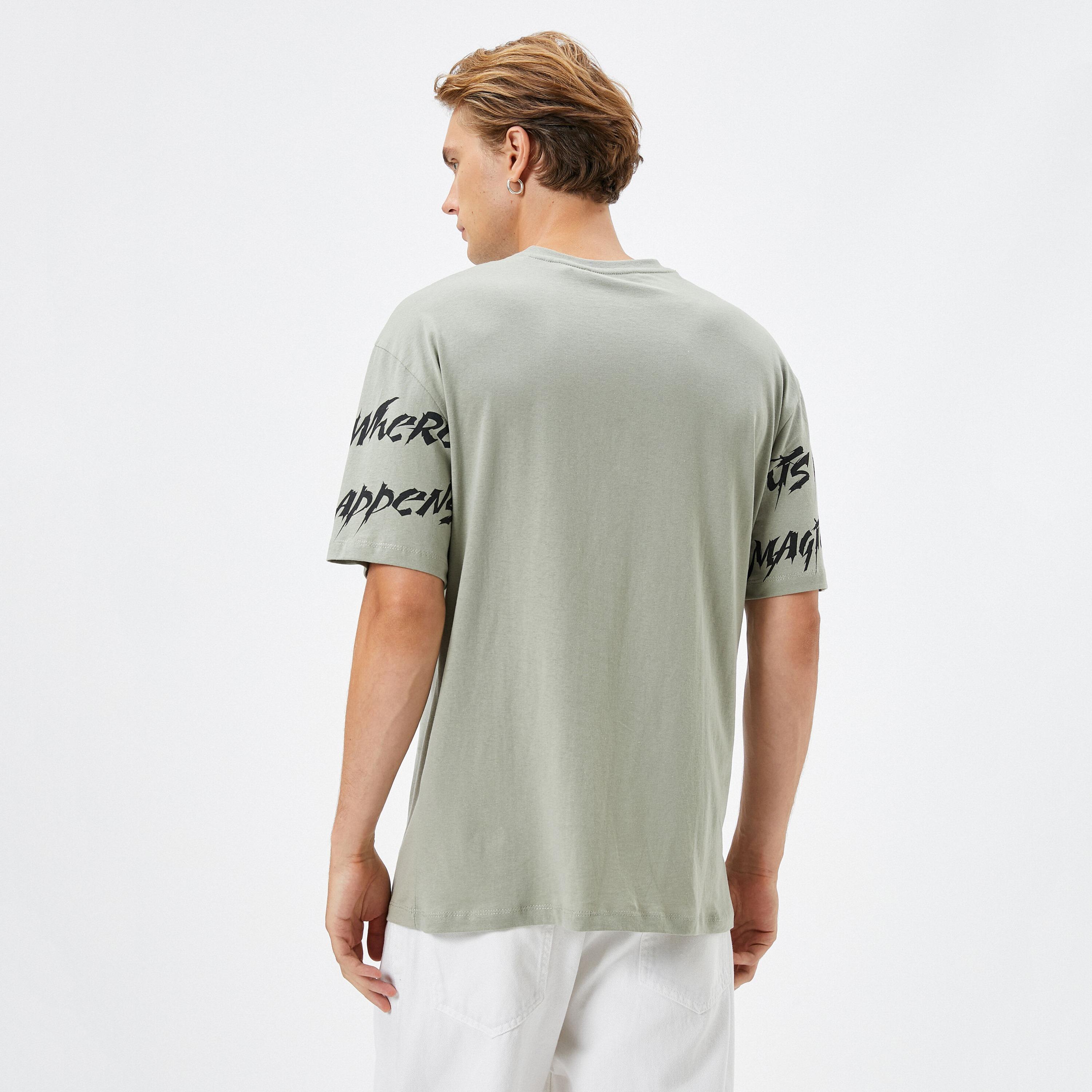 KOTON Text-Print Crew Neck Short Sleeves Men's T-Shirt-men-clothing-tshirtsandpolos-tshirts-image-4