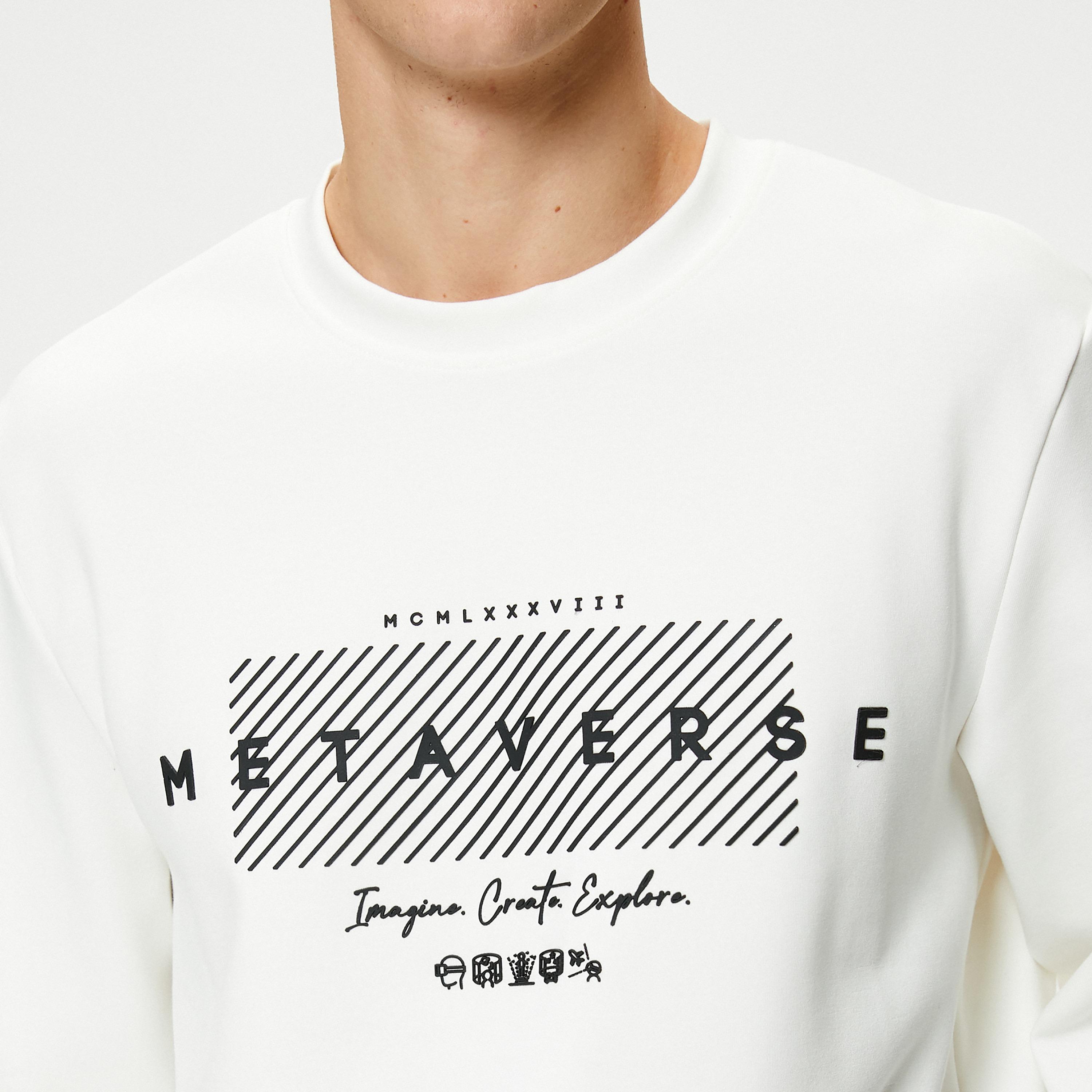 KOTON Graphic Print Round Neck Long Sleeves Men's Sweatshirt-men-winterwear-hoodiesandsweatshirts-image-5