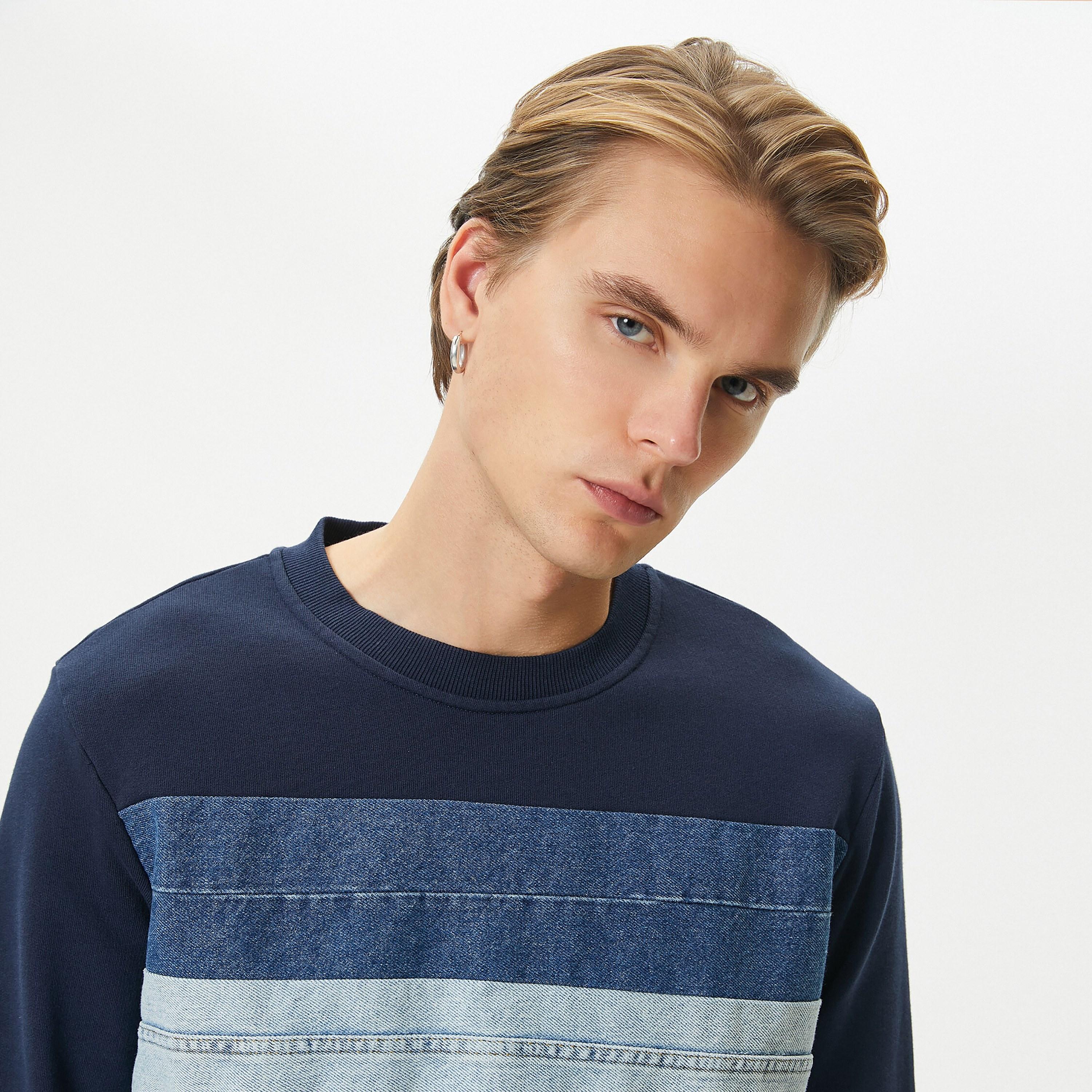 سويت شيرت رجالي بنمط كتل الألوان وياقة مستديرة وأكمام طويلة من كوتون-men-winterwear-hoodiesandsweatshirts-image-3