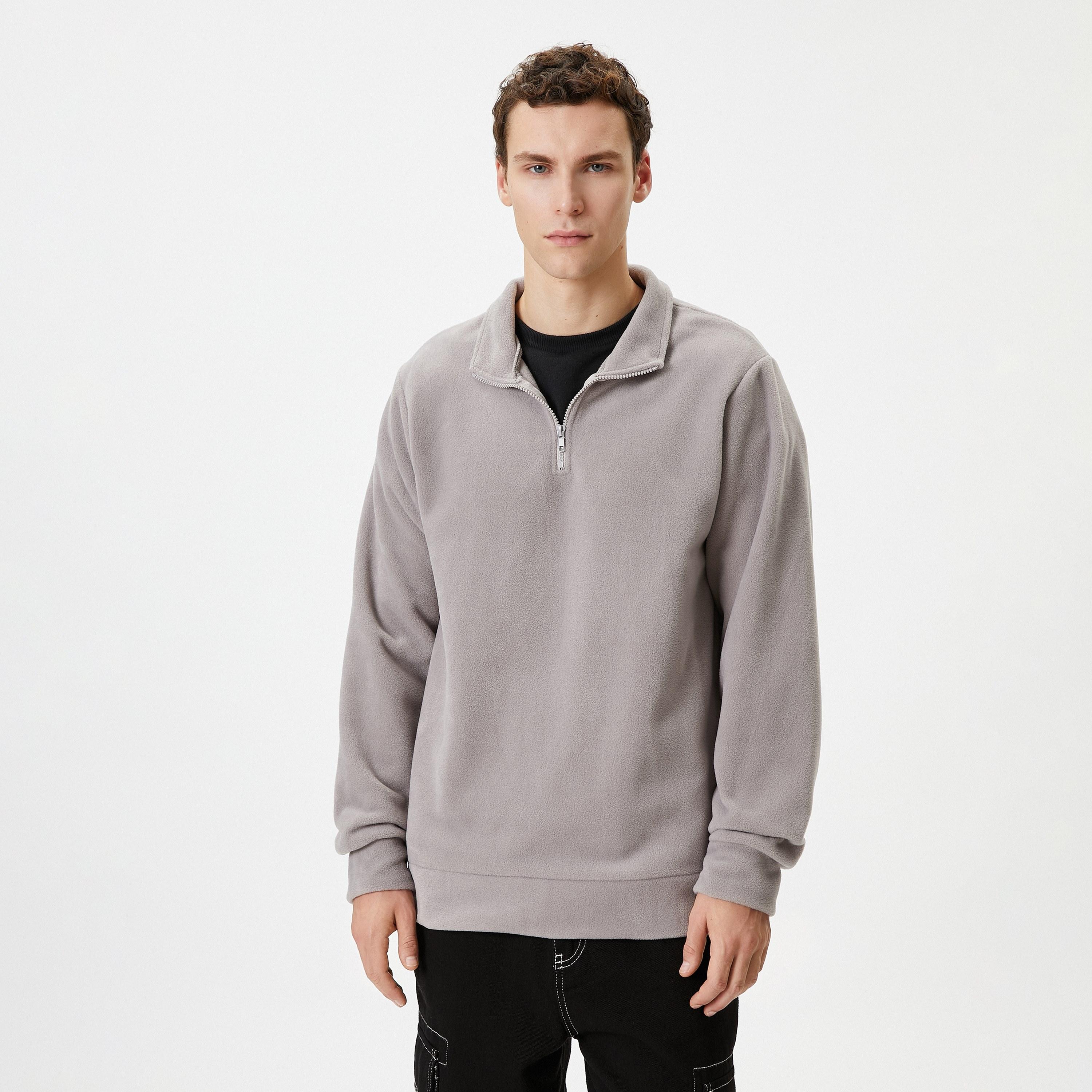KOTON Fleece Collared Long Sleeves Men's Sweatshirt-men-winterwear-hoodiesandsweatshirts-image-1