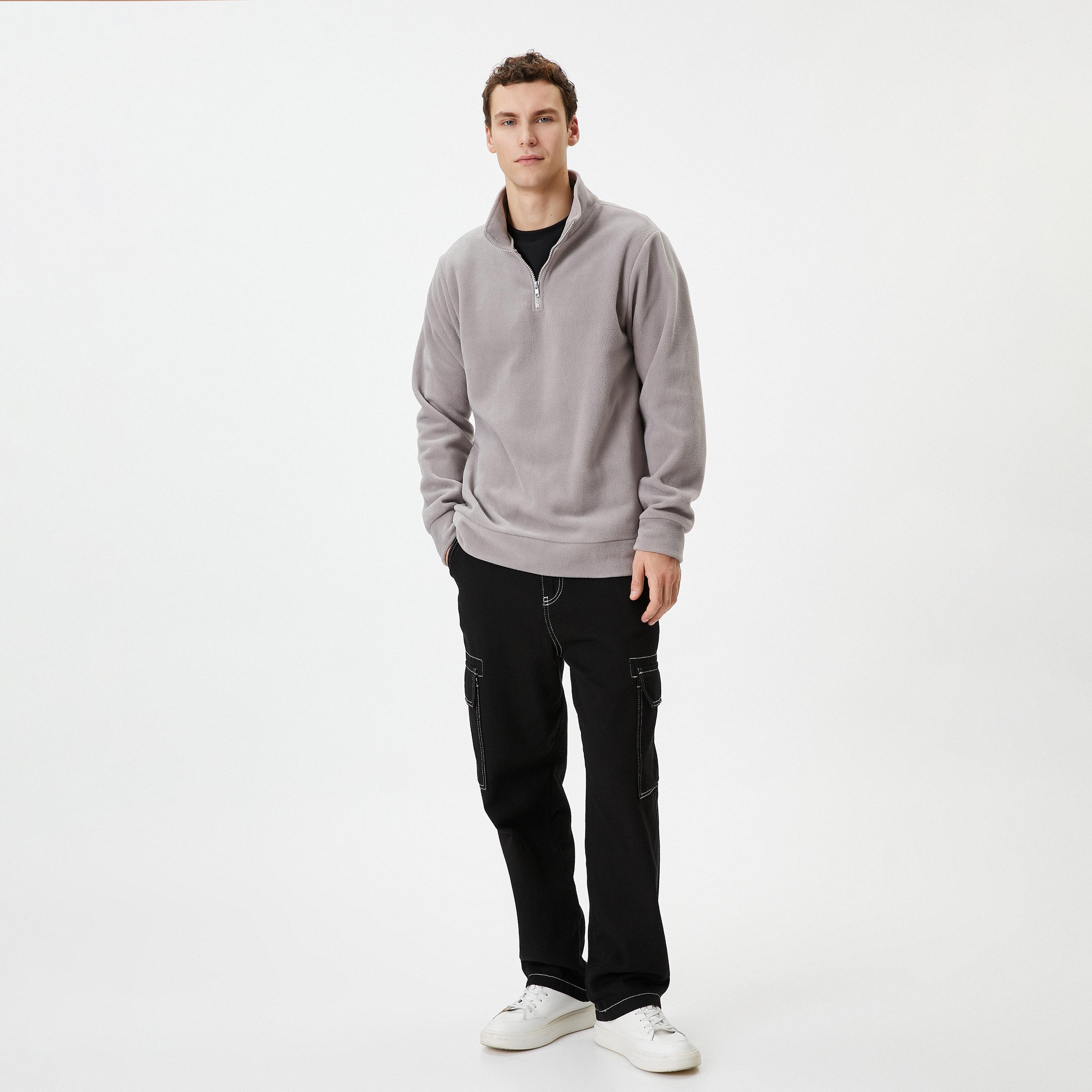 KOTON Fleece Collared Long Sleeves Men's Sweatshirt-men-winterwear-hoodiesandsweatshirts-image-2