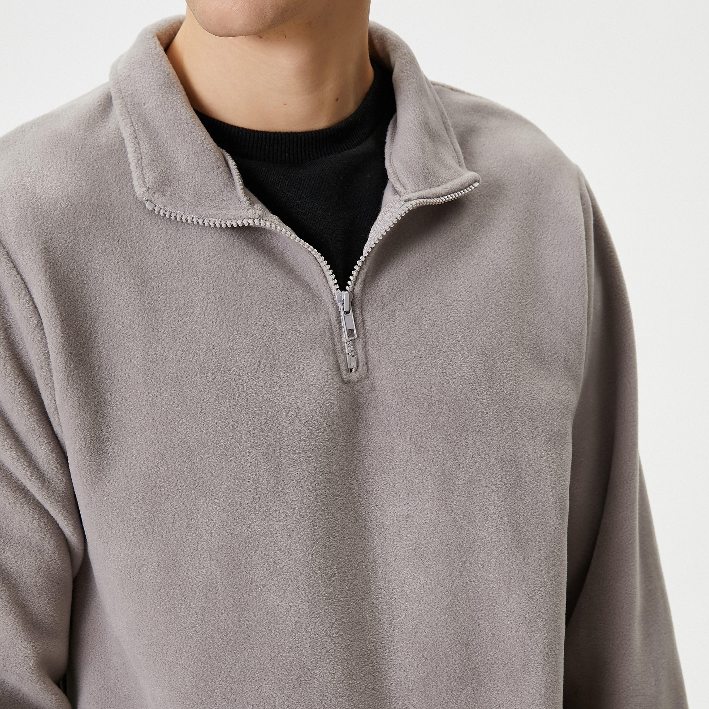 KOTON Fleece Collared Long Sleeves Men's Sweatshirt-men-winterwear-hoodiesandsweatshirts-image-5