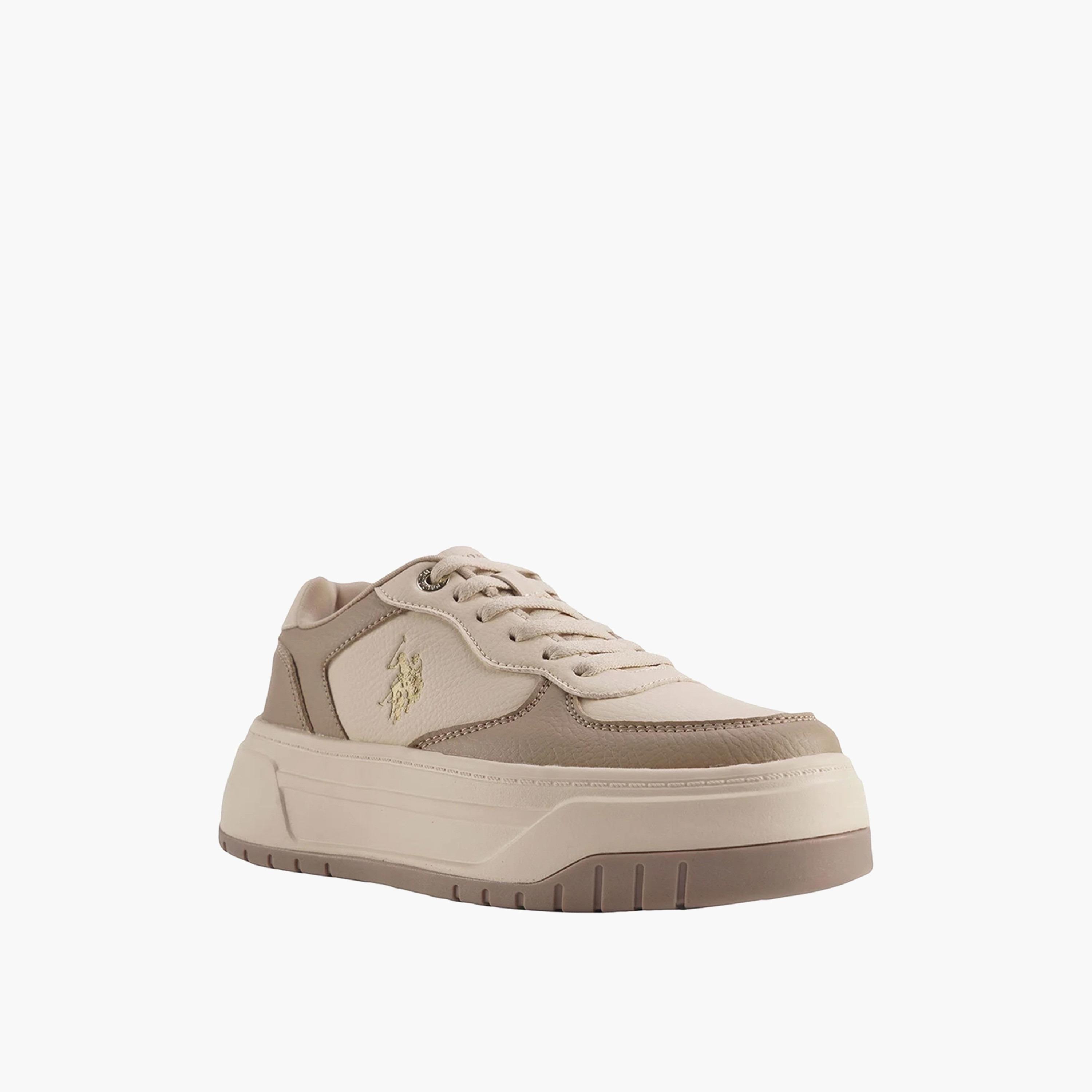 U.S. Polo Assn Women's Lace-Up Mid Cut Sneakers | ELFY GLB 4PR-women-shoes-sneakers-image-1