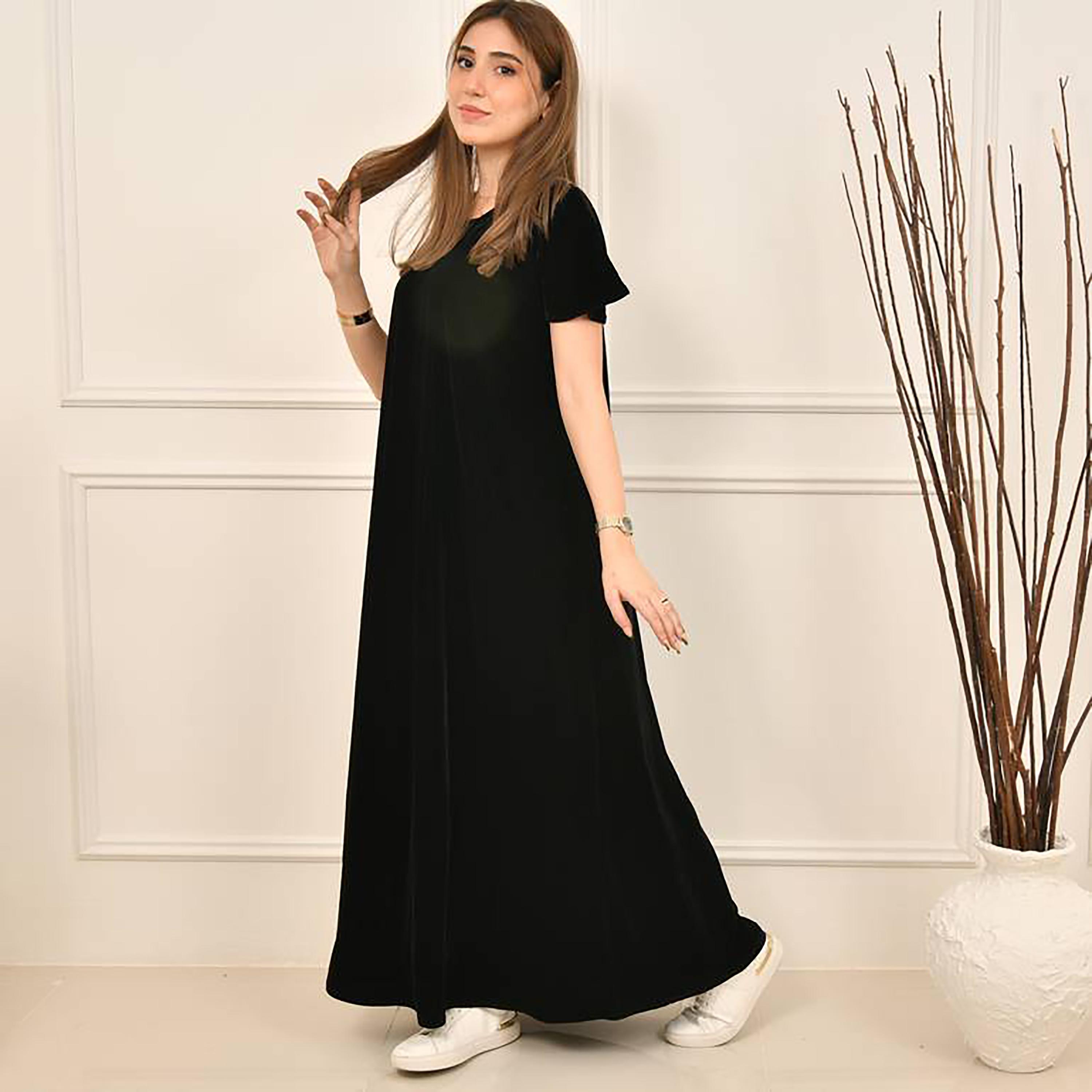 Hawraa Black Velvet Abaya Inner Dress-women-arabicclothing-abayainner-image-3
