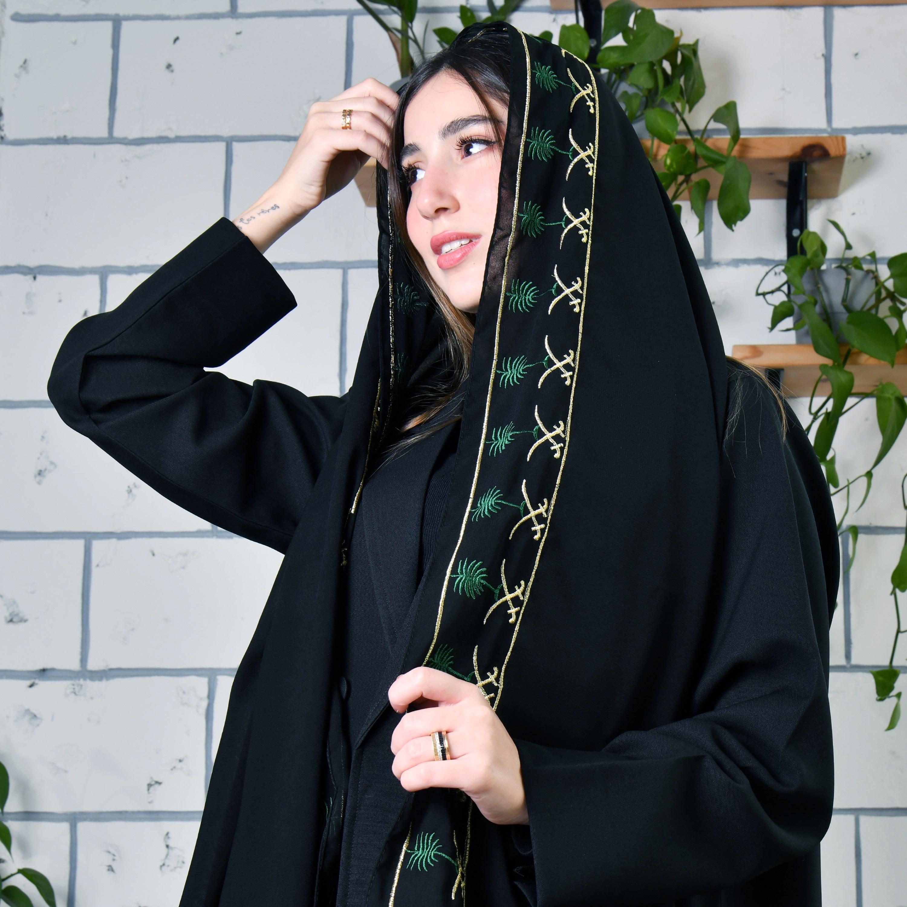 Hawraa Black Embroidered Hijab-women-arabicclothing-headscarf-hijab-image-1