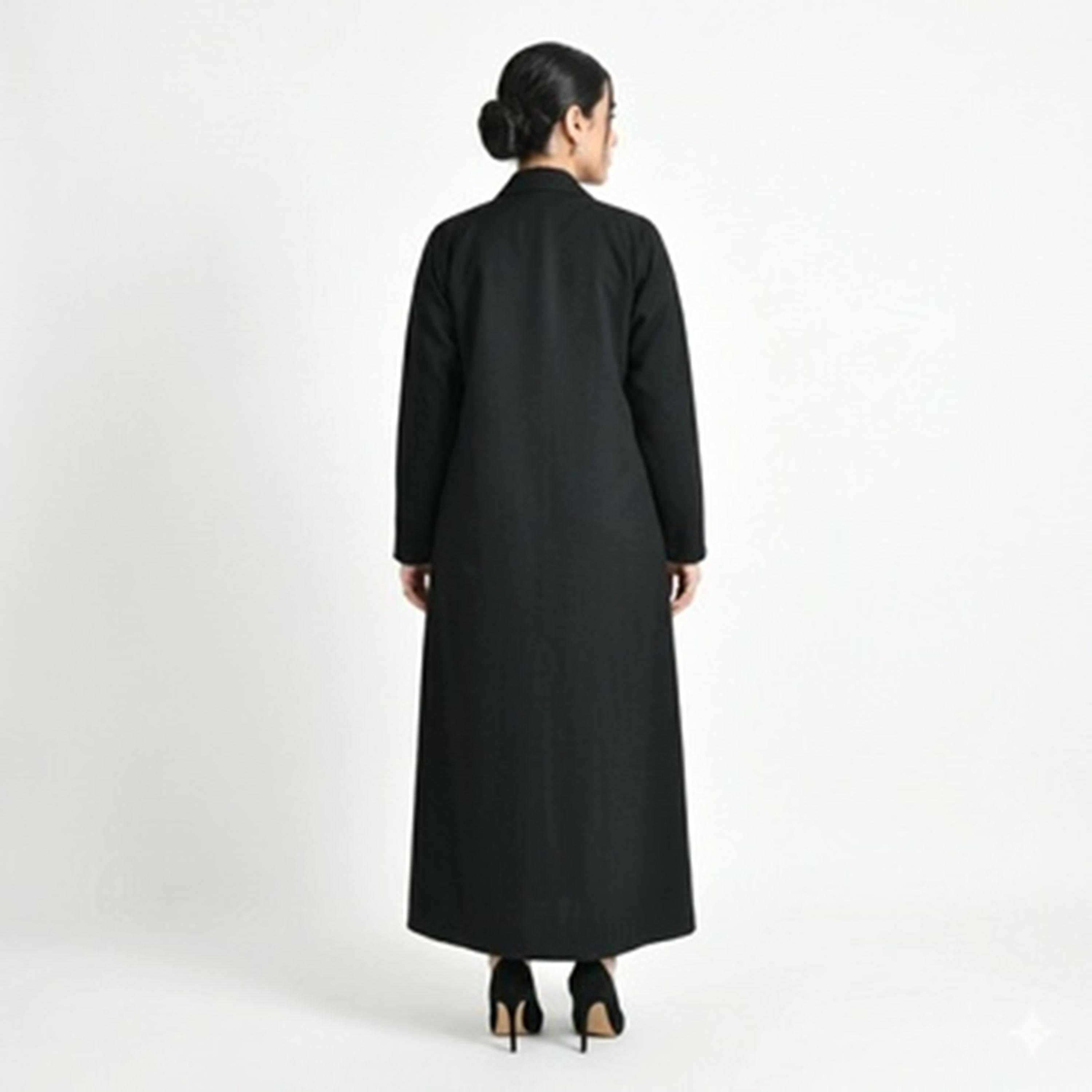 Hawraa Abaya Black Lapel Collar Linen Women's Formal Blazer Style Abaya-women-arabicclothing-abayas-image-5