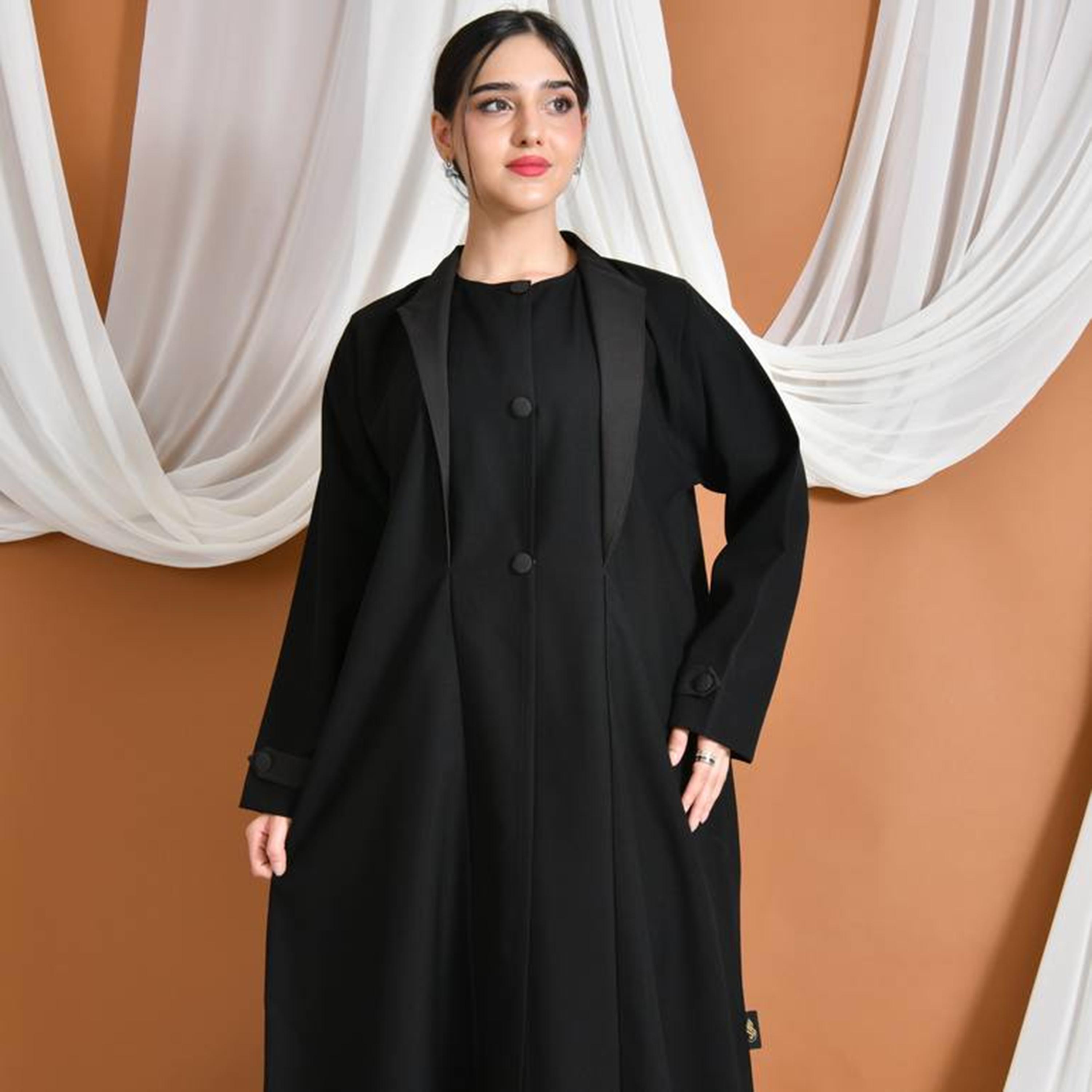 Hawraa Abaya Black Linen Women's Abaya-women-arabicclothing-abayas-image-2