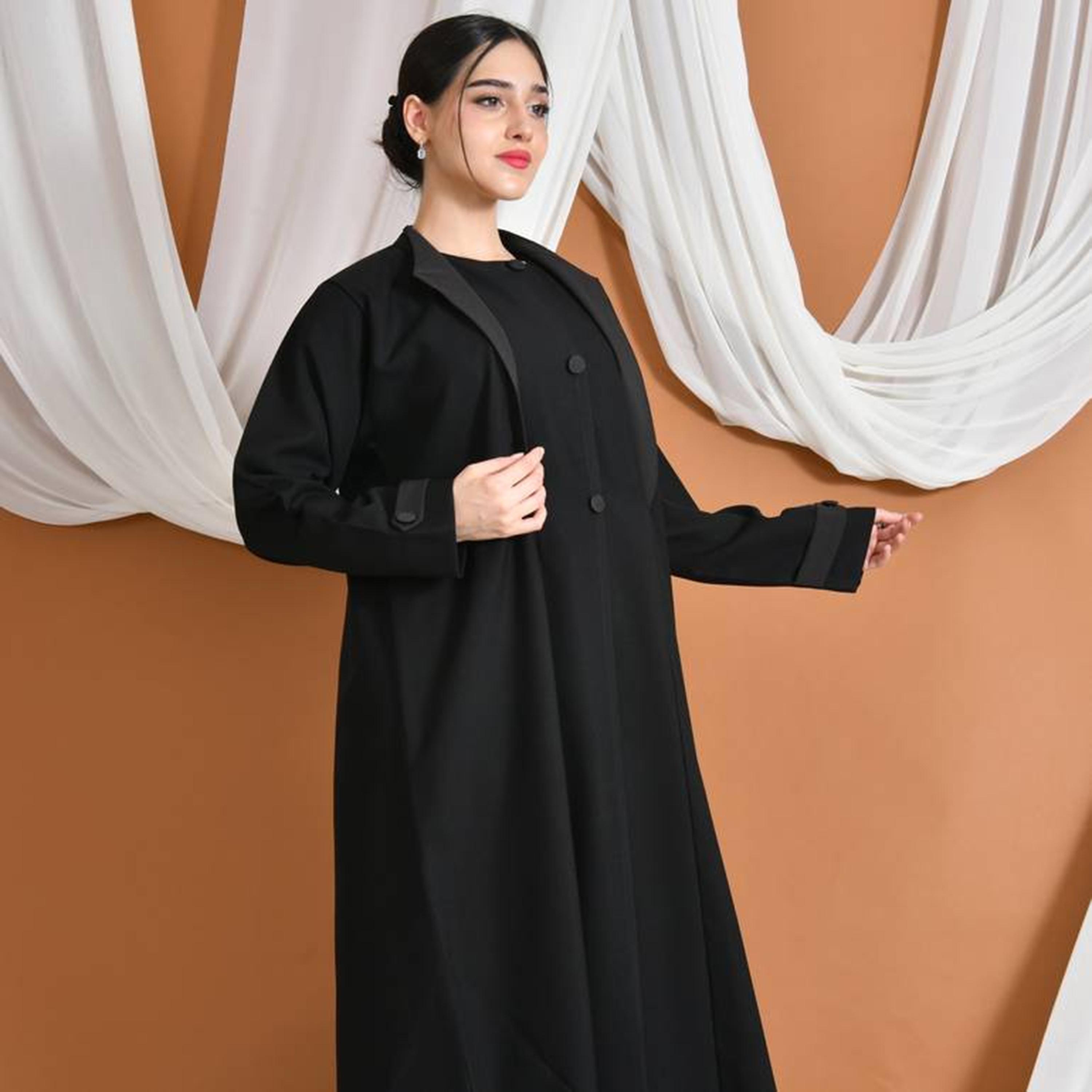 Hawraa Abaya Black Linen Women's Abaya-women-arabicclothing-abayas-image-3