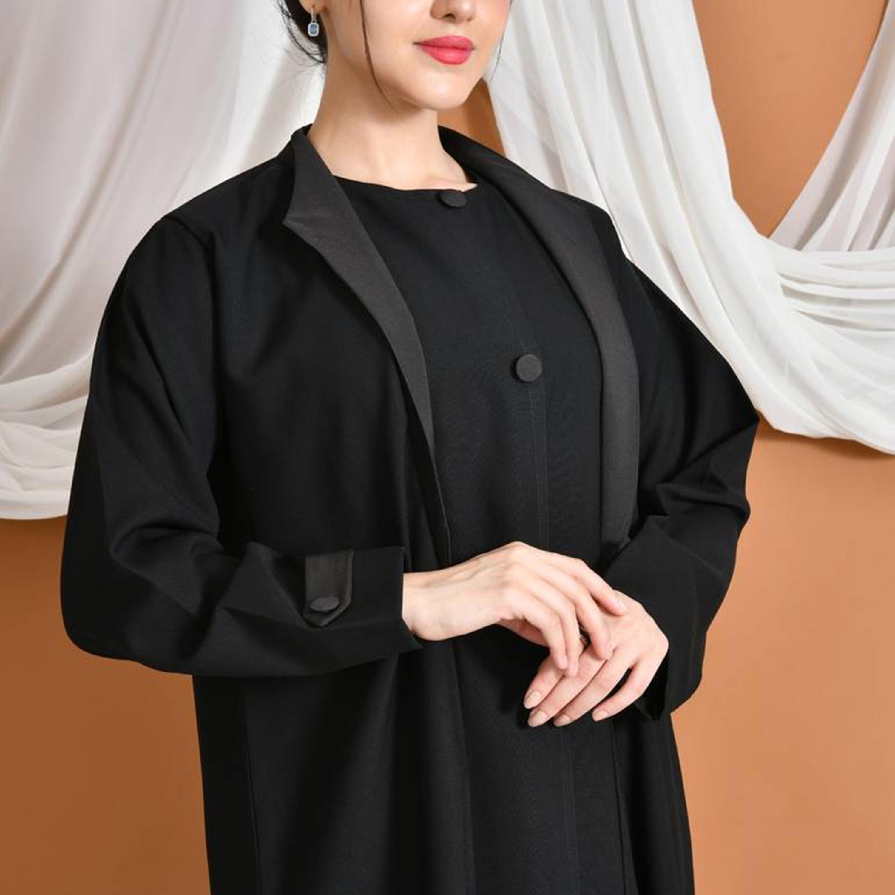 Hawraa Abaya Black Linen Women's Abaya-women-arabicclothing-abayas-image-4