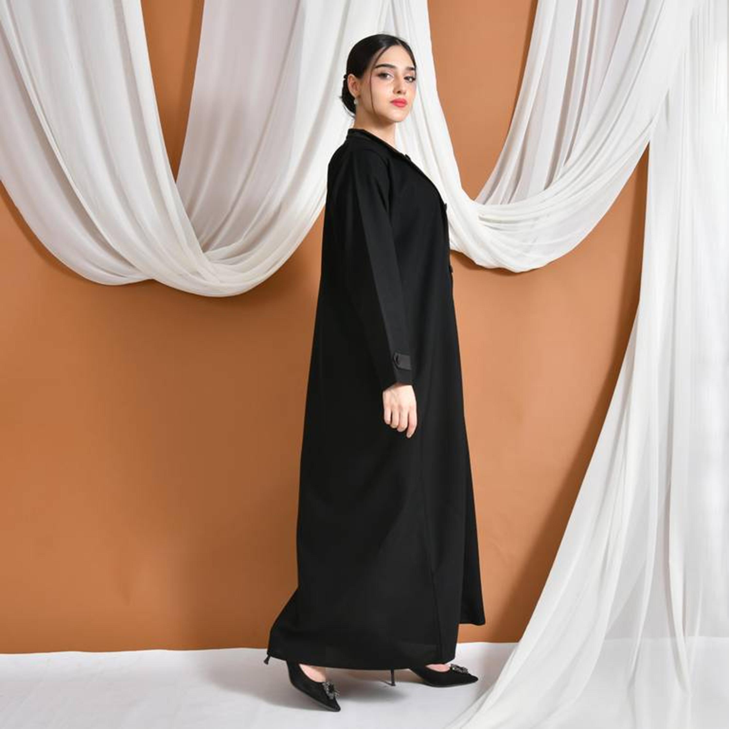 Hawraa Abaya Black Linen Women's Abaya-women-arabicclothing-abayas-image-6