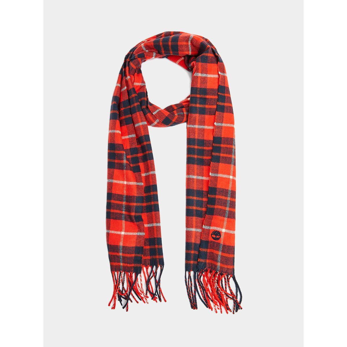 Timberland Plaid Scarf with Tasselled Edge-women-winterwear-scarves-image-1