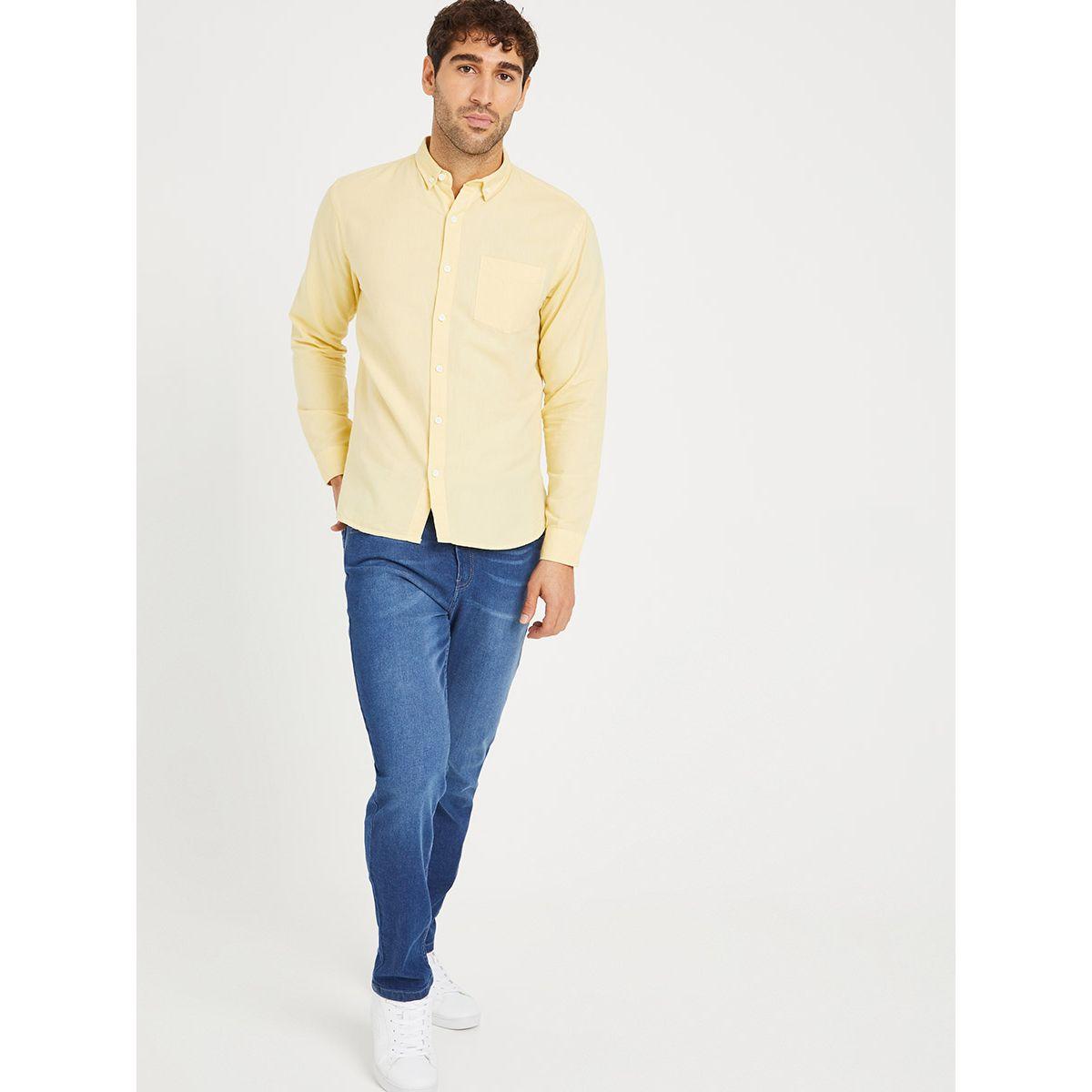 Styli Solid Oxford Shirt with Button-Down Collar-men-clothing-shirts-image-2