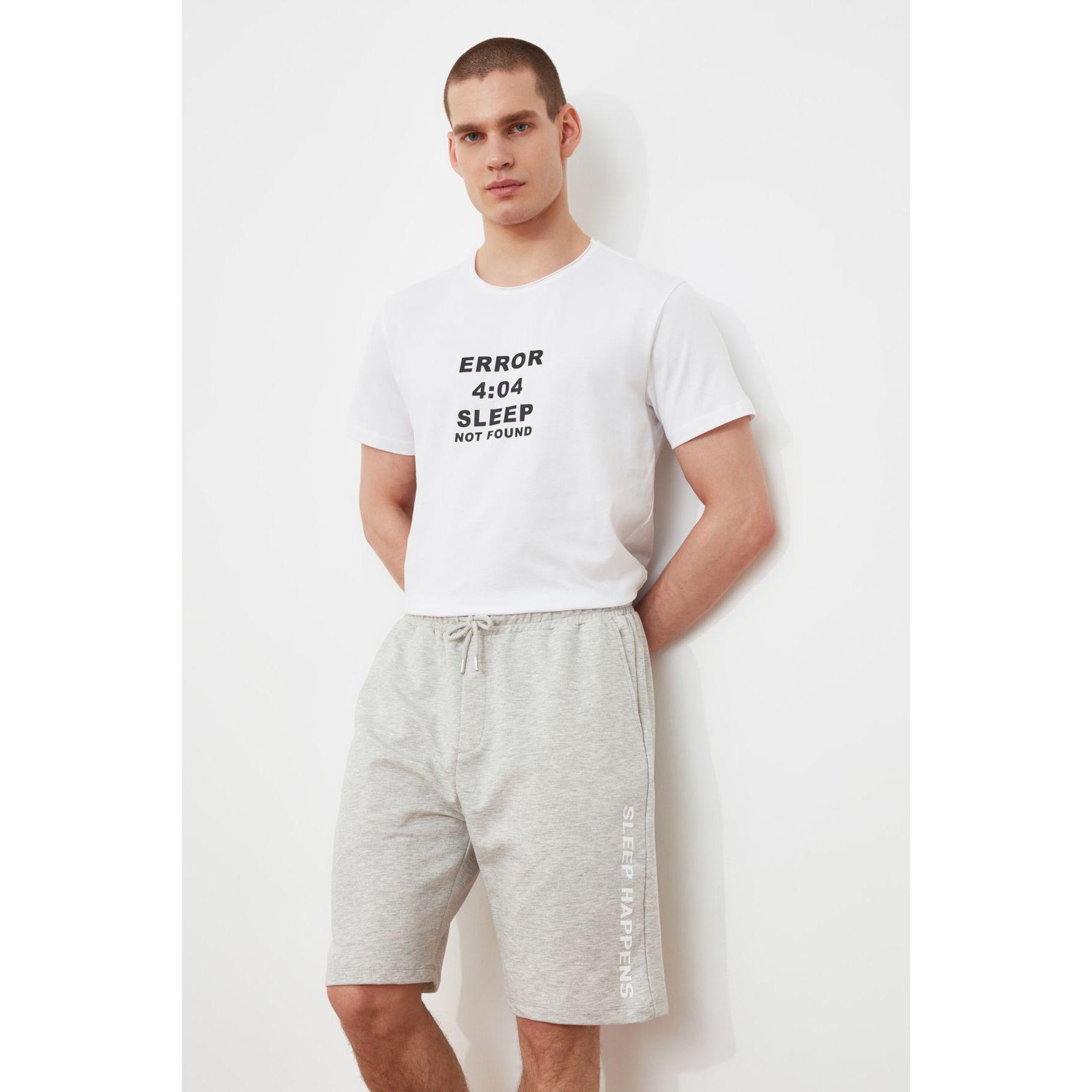 Trendyol Sleep Happens Slogan Print Knitted Bermuda Shorts-men-clothing-bottoms-shorts-image-3