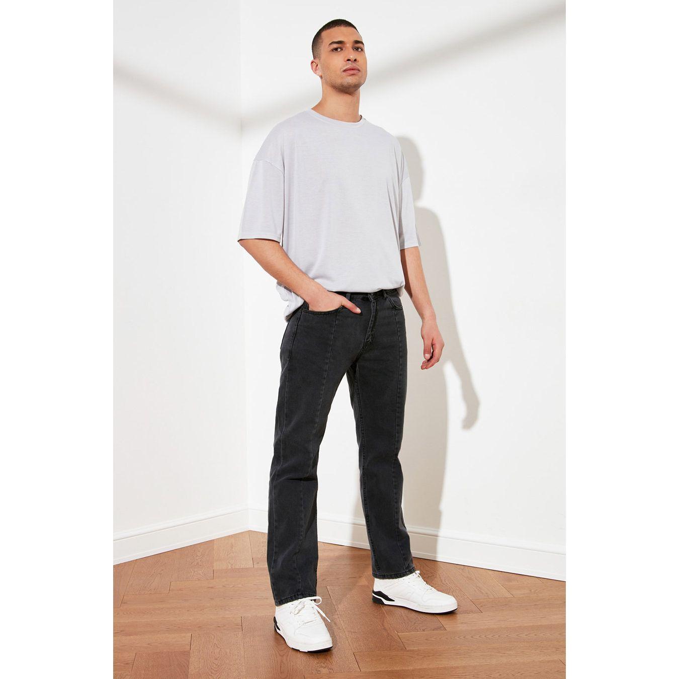 Trendyol Linear Detail Mid Rise Straight Leg Jeans-men-clothing-bottoms-jeans-image-1